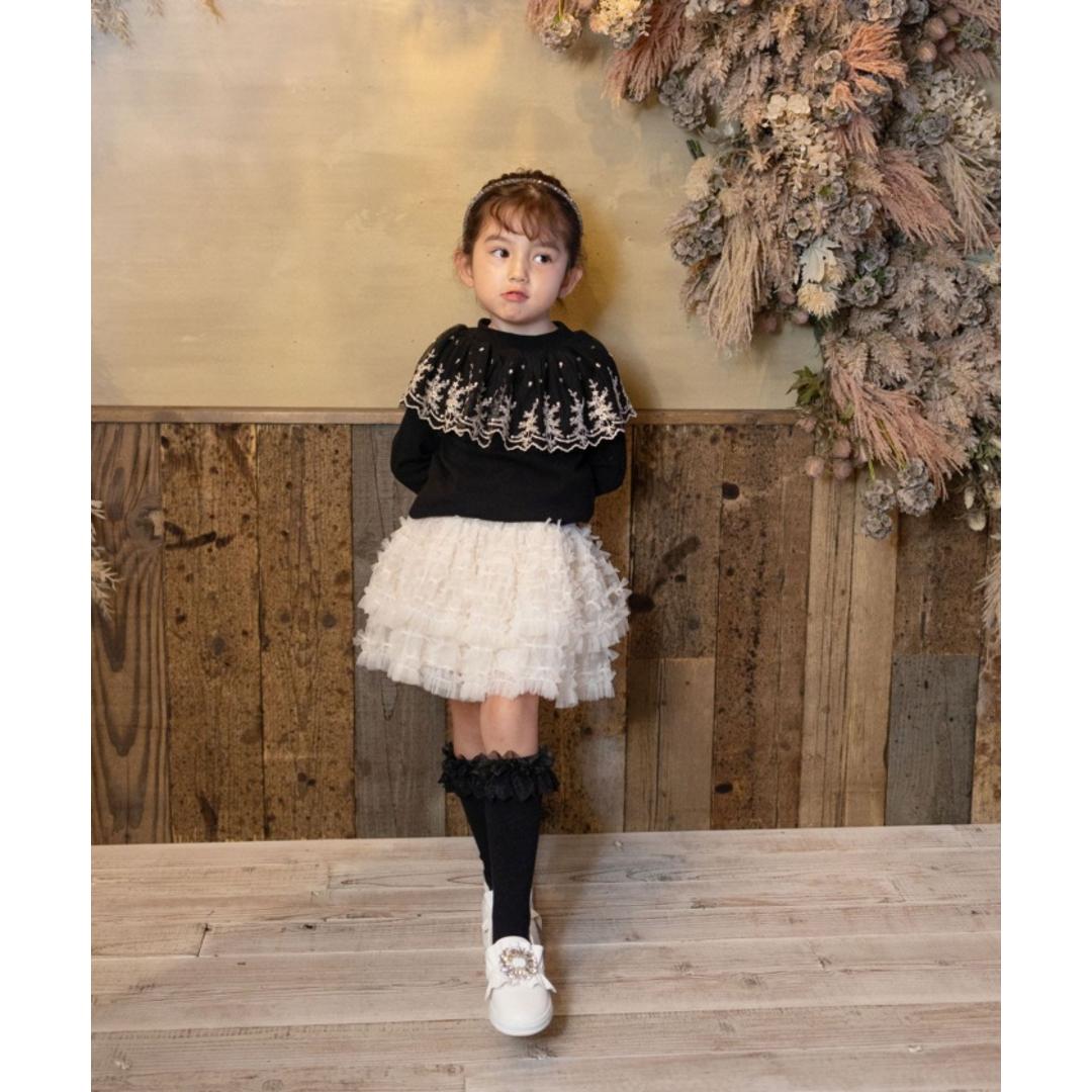 Rora 子供服 スカート 通販 ナデシコ フリフリリボンスカート フレアスカート キッズ 女の子 女子 リボン レース フォーマル カジュアル パーティー お出かけ 誕生日 記念日 かわいい オシャレ 可愛い おしゃれ ボトムス 子ども服 キッズファッション ベージュ 110cm