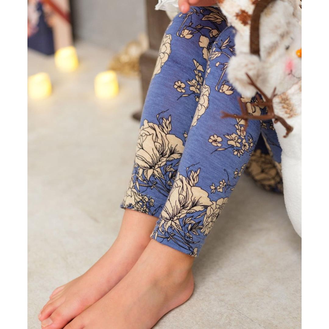 Rora 子供服 レギンス 通販 ロザミア スパッツ パンツ ズボン 花柄 女の子 女子 子供 こども 子ども 10分丈 十分丈 通園 通学 幼稚園 かわいい おしゃれ カジュアル 春 夏 秋 冬 動きやすい ボトムス 子ども服 レッグウェア キッズファッション 花柄.ブルー 110cm