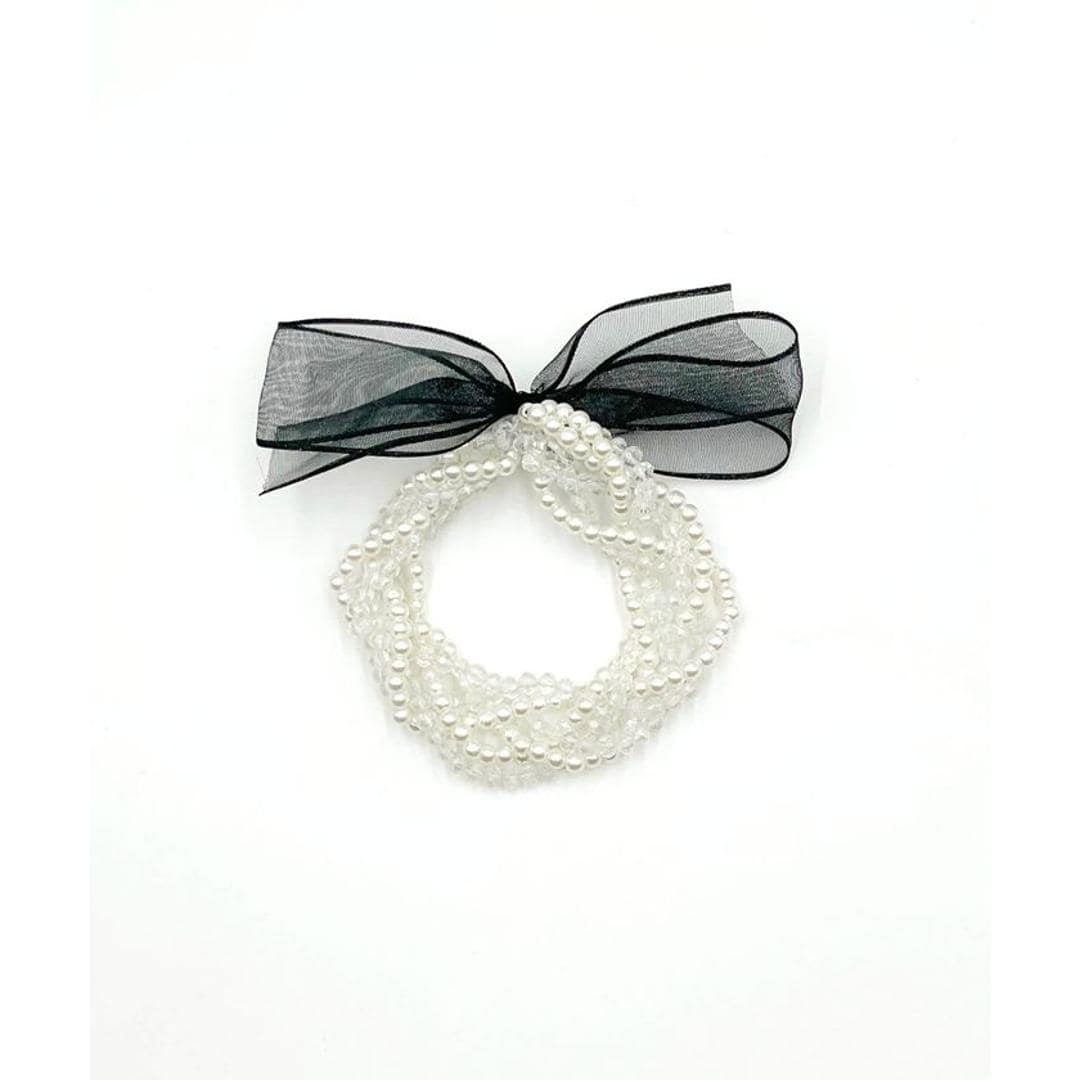 Rora ヘアゴム キッズ 通販 ボンジュール ビジュー 髪ゴム 髪飾り 髪留め リボン パール 女の子 子供 子ども こども おしゃれ かわいい フォーマル 大人っぽい 上品 入園式 卒園式 入学式 卒業式 結婚式 パーティー ヘアアレンジ ヘアアクセサリー ホワイト フリー