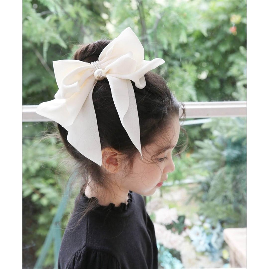 リボン 大きめ ヘアゴム キッズ 通販 ヘア ゴム 髪飾り 子供 子ども 子供用 女の子 卒園式 入学式 卒業式 結婚式 おしゃれ かわいい ピアノ発表会 パール キラキラ フォーマル ヘアアレンジ ヘアーアクセサリー ヘアアクセサリー キッズファッション クリーム フリー