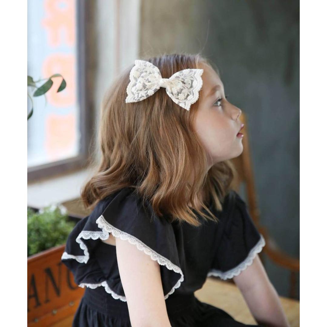 Rora ヘアクリップ キッズ 通販 ヘイリー 髪飾り 髪留め リボン 大きめ レース パール ホワイト 女の子 子供 子ども こども フォーマル ナチュラル カジュアル 卒園式 入学式 結婚式 パーティー 七五三 誕生日 かわいい おしゃれ ヘアアクセサリー アイボリー フリー