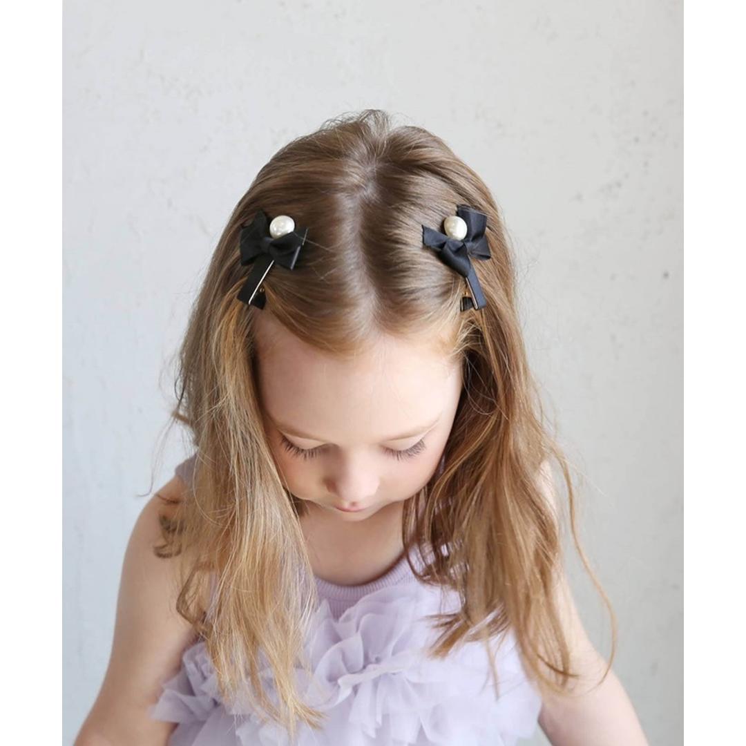 Rora ヘアクリップ キッズ 2個セット 通販 ヘア クリップ 68522302 あいリボンヘアクリップ リボン パール 子供 女の子 大人っぽい 卒園式 入学式 結婚式 発表会 可愛い おしゃれ かわいい オシャレ ヘアーアクセ ヘアアクセサリー キッズファッション ベージュ フリー