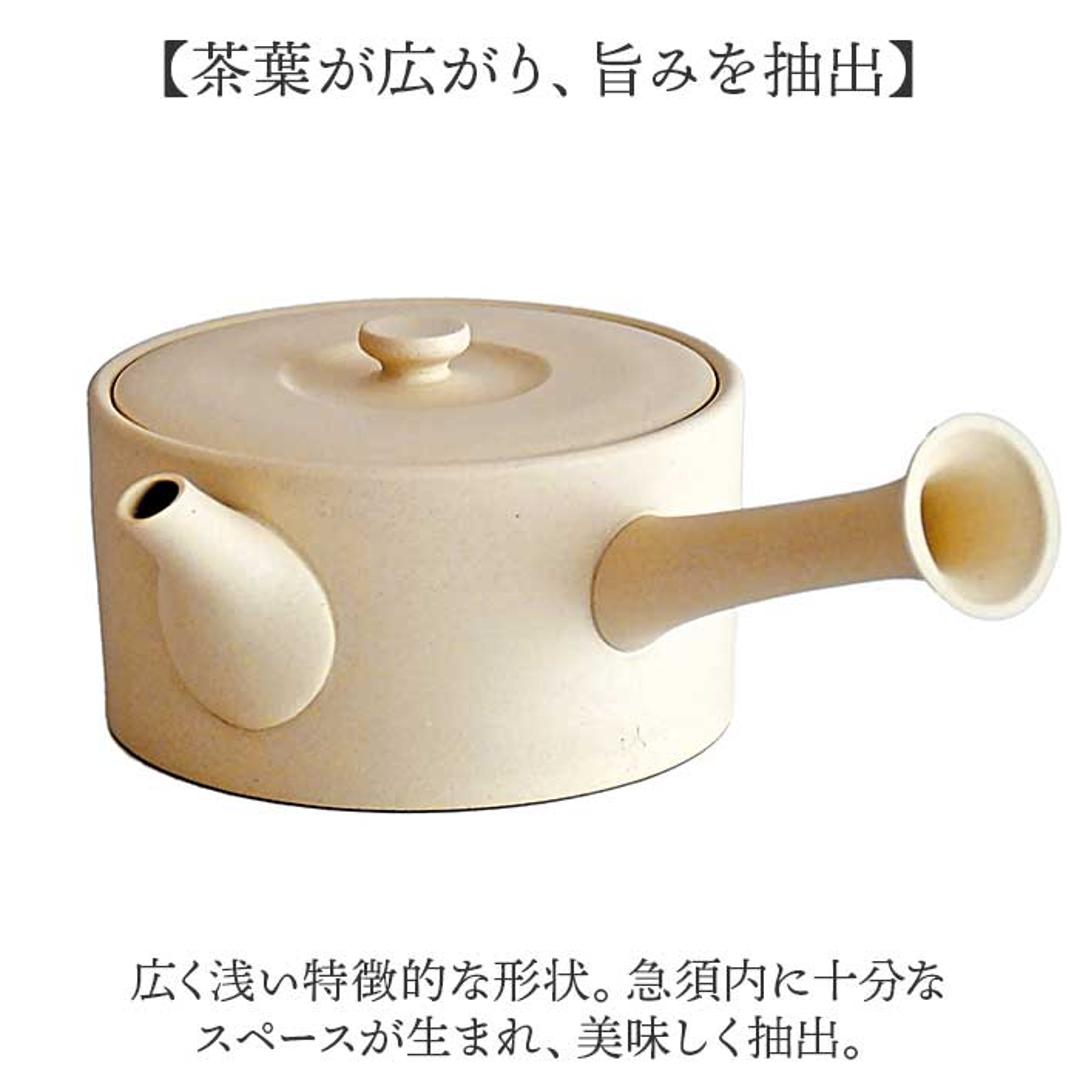 急須 平型 ロクサン 平型急須 通販 おしゃれ ティーポット 日本製 取っ手 お茶 かわいい ギフト きゅうす シンプル 茶器 ポット 贈り物 常滑焼 来客用 和モダン 和食器 オシャレ 台所用品 ティータイム ティーウェア WH ・