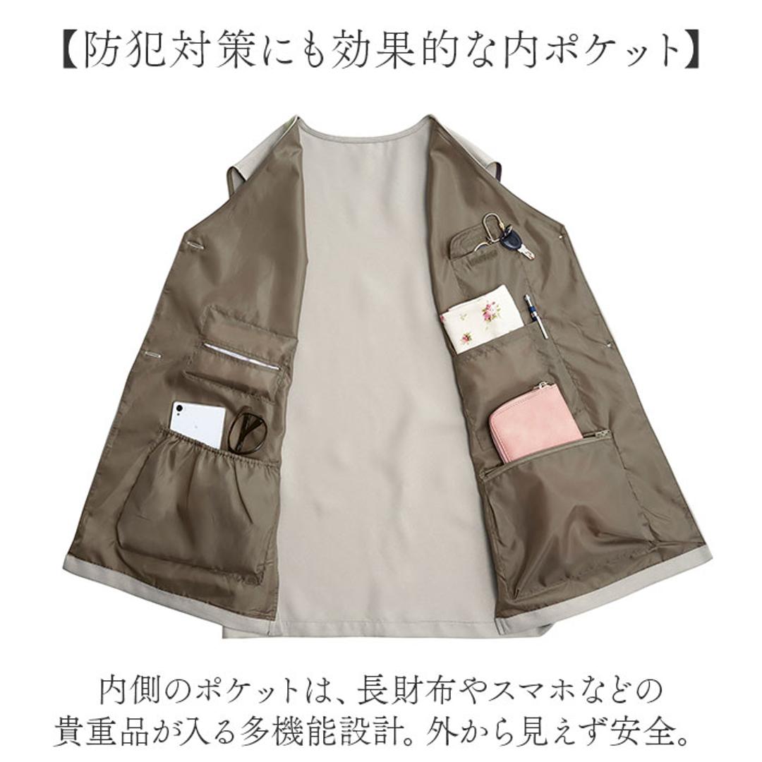 手ぶら ベスト レディース 通販 手ぶらベスト トップス 羽織り羽織 多機能ポケット 8ポケット BENNRI おしゃれ オシャレ 防犯対策 コートイン 旅行 レジャー お散歩 買い物 お出掛け おでかけ アウトドア コジット プレゼント ギフト ブラック S~Mサイズ