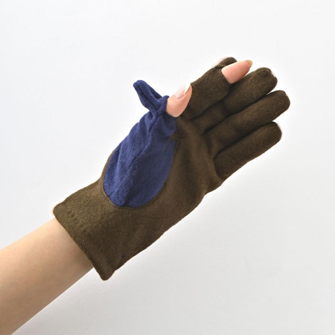 クロダ 手袋 KURODA AF65104L8 通販 グローブ レディース かわいい 暖かい スマホ対応 指あき 指出し 刺繍 おしゃれ 可愛い オシャレ 5本指 スターズ刺繍ジャージグローブ アクリル マイクロボア レディース手袋 ファッション小物 ネイビー ・