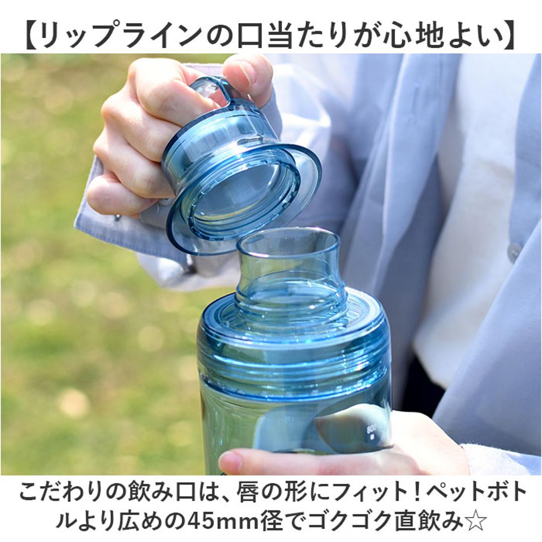 LIPPY ウォーターボトル 1L 通販 日本製 水筒 1000ml 1リットル マグボトル 直飲み水筒 クリアボトル 軽量 軽い 飲み口広い 洗いやすい 広口 手が入る tritan トライタン 通学 通勤 スポーツ ジム ヨガ サウナ 取っ手付き 大人用水筒 ブルー ・