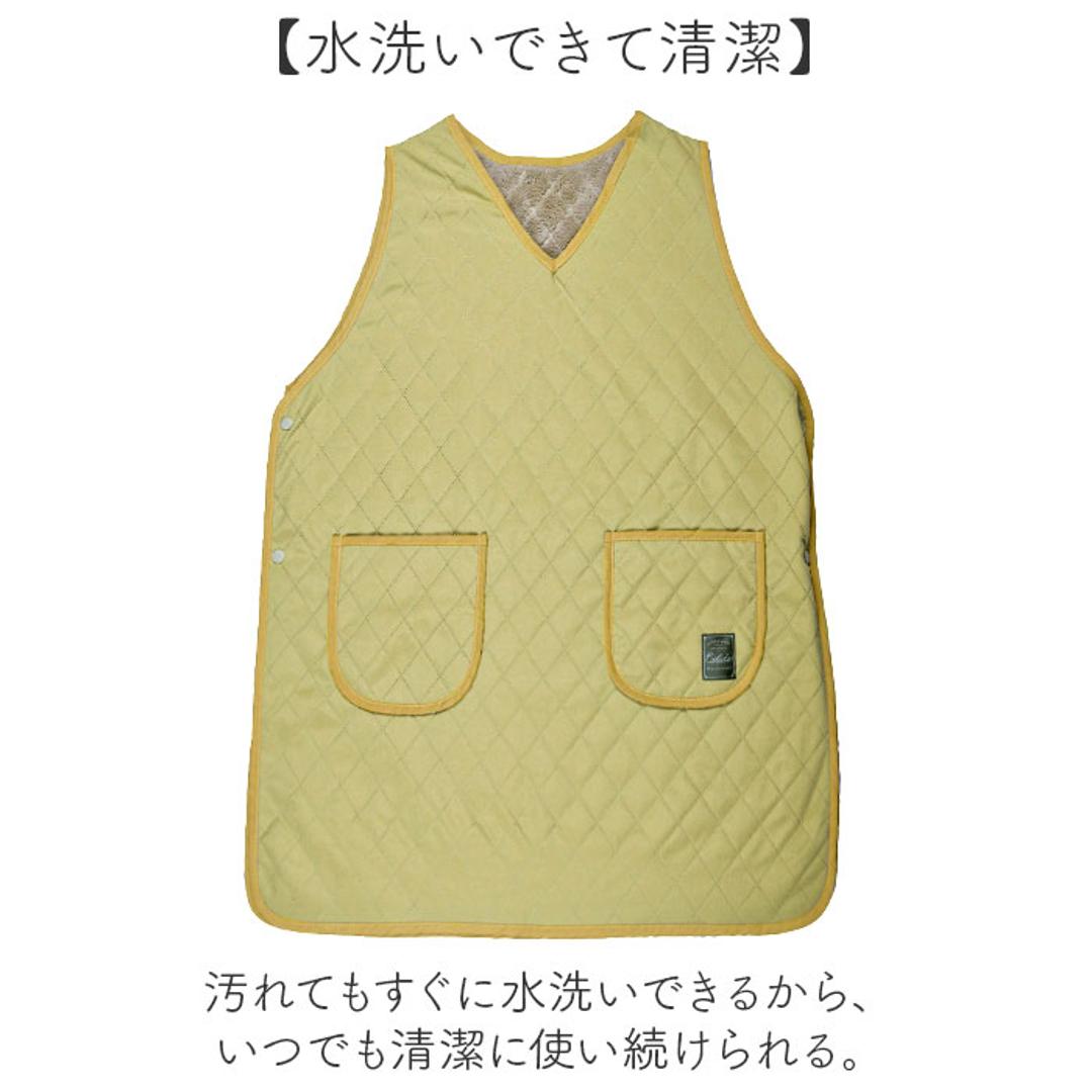 エプロン 裏ボア 通販 かぶりエプロン 前掛け 作業着 あったか 防寒 暖かい おしゃれ レディース 保育士 かわいい 可愛い 冬 秋冬 冬用 キルティング 無地 作業用 ゆったり ダイヤキルト ポケット キッチンファブリック 配膳用品 キッチン用品 グレージュ ・