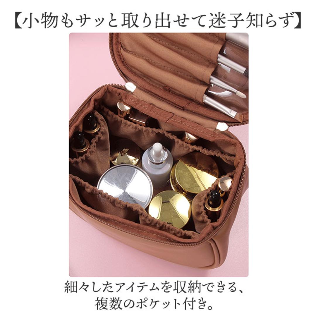 コスメポーチ 自立 持ち手 通販 メイクポーチ 大容量 化粧ポーチ バニティーポーチ トラベルポーチ マルチポーチ 仕切り ポケット レディース 持ち運び 家用 かわいい おしゃれ ブラシ 収納 ころんと コンパクト ダブルファスナー 出張 旅行 温泉 スパ ブラック ・