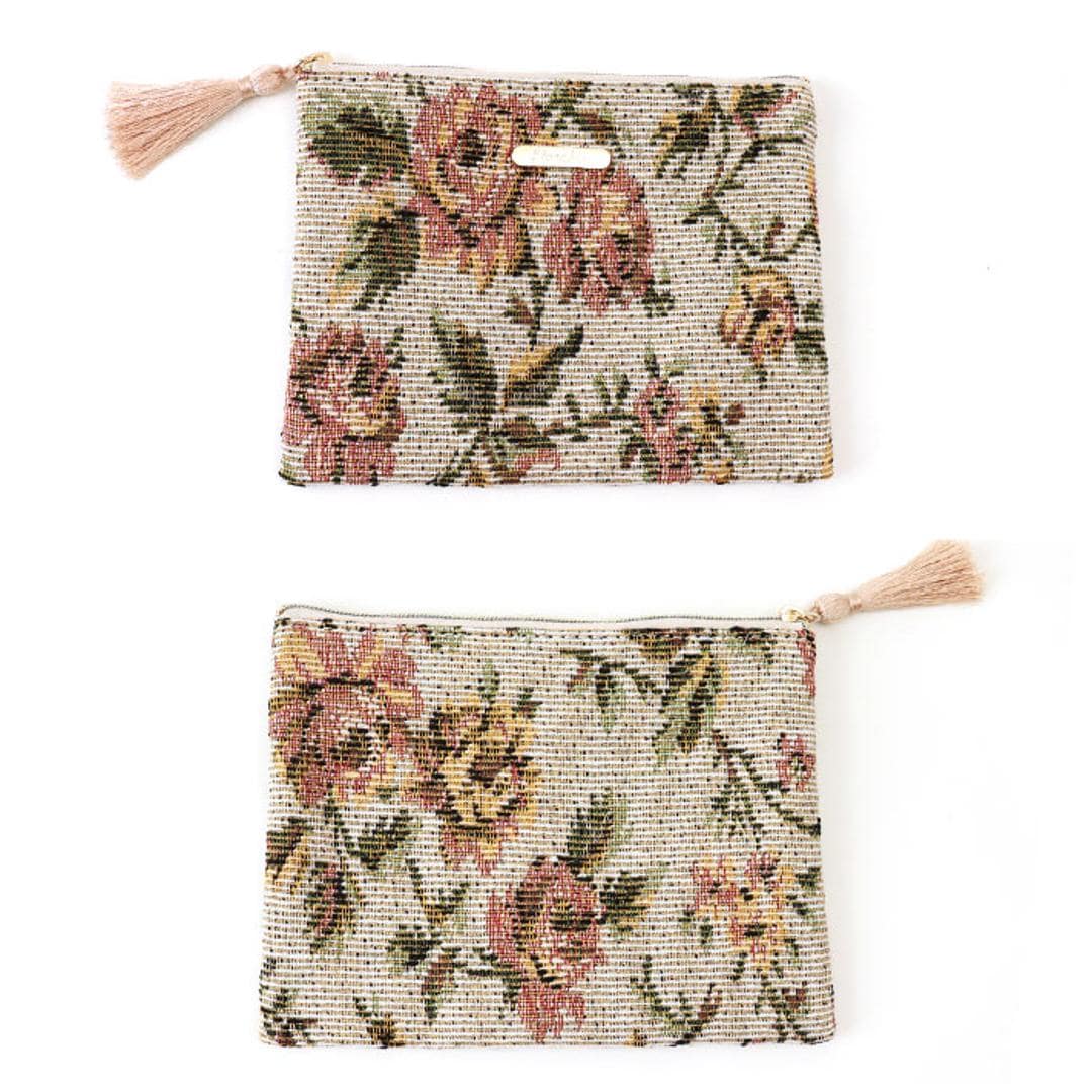 フラットポーチ かわいい 通販 小物入れ 化粧ポーチ メイクポーチ コスメポーチ トラベルポーチ ポーチ 持ち運び コンパクト 収納 整理 レディース 女性 カジュアル おしゃれ オシャレ 可愛い 小物収納 旅行 トラベル ギフト 贈り物 フロルシックベージュ ・