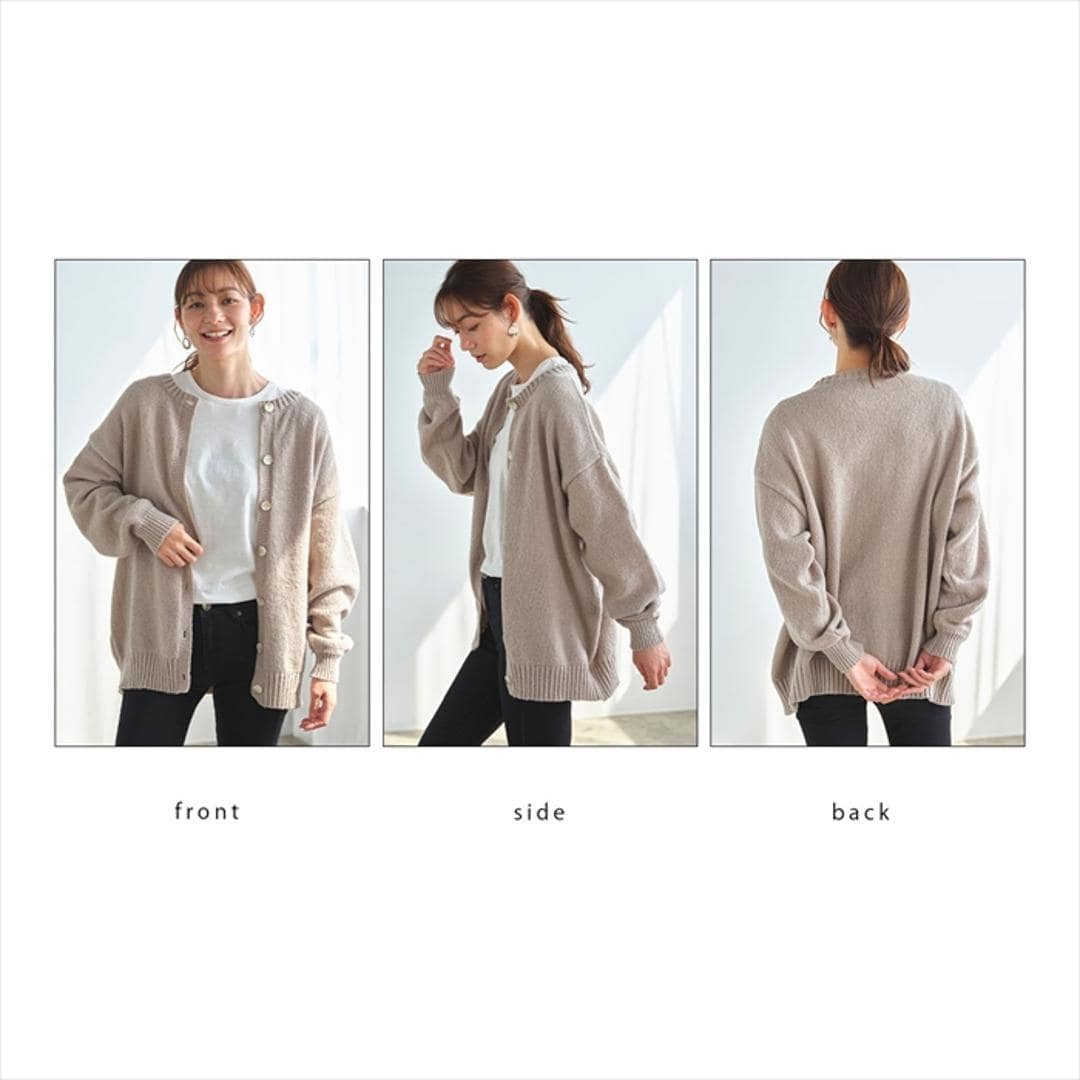 カーディガン レディース 秋冬 丸首 通販 ニットカーディガン カーデガン ニット トップス 長袖 セーター 2WAYふんわり編みカーディガン&クルーニット おしゃれ シンプル 大人 かわいい カジュアル ナチュラル 女性 婦人 レディースファッション ブラック M-Lサイズ