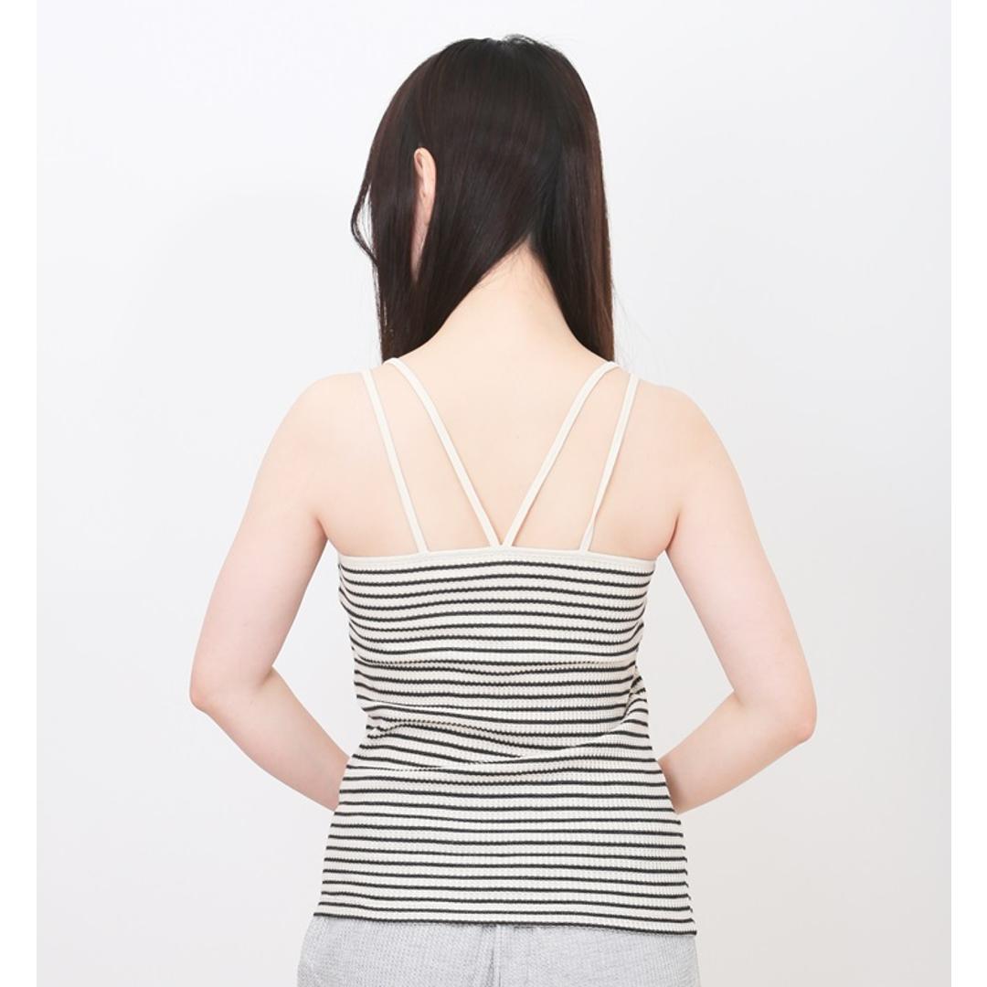 JEMORGAN サーマル レディース 通販 ジェーイーモーガン JE793-29S ボーダーブラキャミソール キャミソール ブラキャミソール キャミ ブラキャミ ワッフル インナー トップス 細ボーダー パック入り おしゃれ シンプル レディースファッション ナチュラル×杢チャコール(05) ・