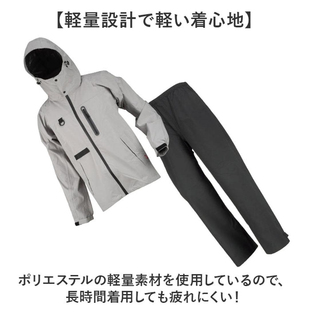 カジメイク レインスーツ Kajimeiku F-001 通販 レインコート 上下 防水 レインウェア レインウエア レインパンツ 上下セット フィッシングレインスーツ 自転車 釣り バイク キャンプ 通勤 通学 ストレッチ 蒸れにくい 透湿 雨具 カッパ 合羽 ブラック Sサイズ