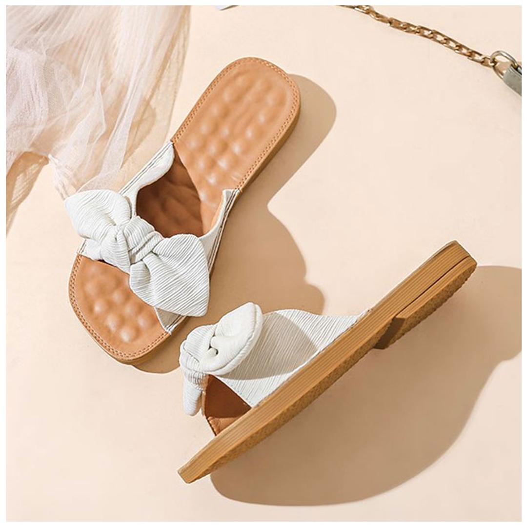 サンダル レディース ぺたんこ 通販 フラットサンダル フラット 歩きやすい つっかけ ローヒール ヒール 2cm 外履き スリッパ リボン おしゃれ シンプル 無地 大人 可愛い 夏 春夏 海 プール リゾート 靴 シューズ レディースシューズ レディース靴 グリーン 【即日発送】36(23cm)