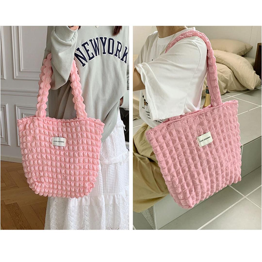 ポップコーンバッグ トートバッグ レディース 通販 ぽこぽこバッグ ポコポコバッグ ポコポコバック ぽこぽこバック ポップコーンバック エコバッグ エコバック 収納バッグ 手提げ トート 肩掛け 大きめ ポコポコ 軽量 キルティング ふわふわ 可愛い かわいい オフホワイト ・