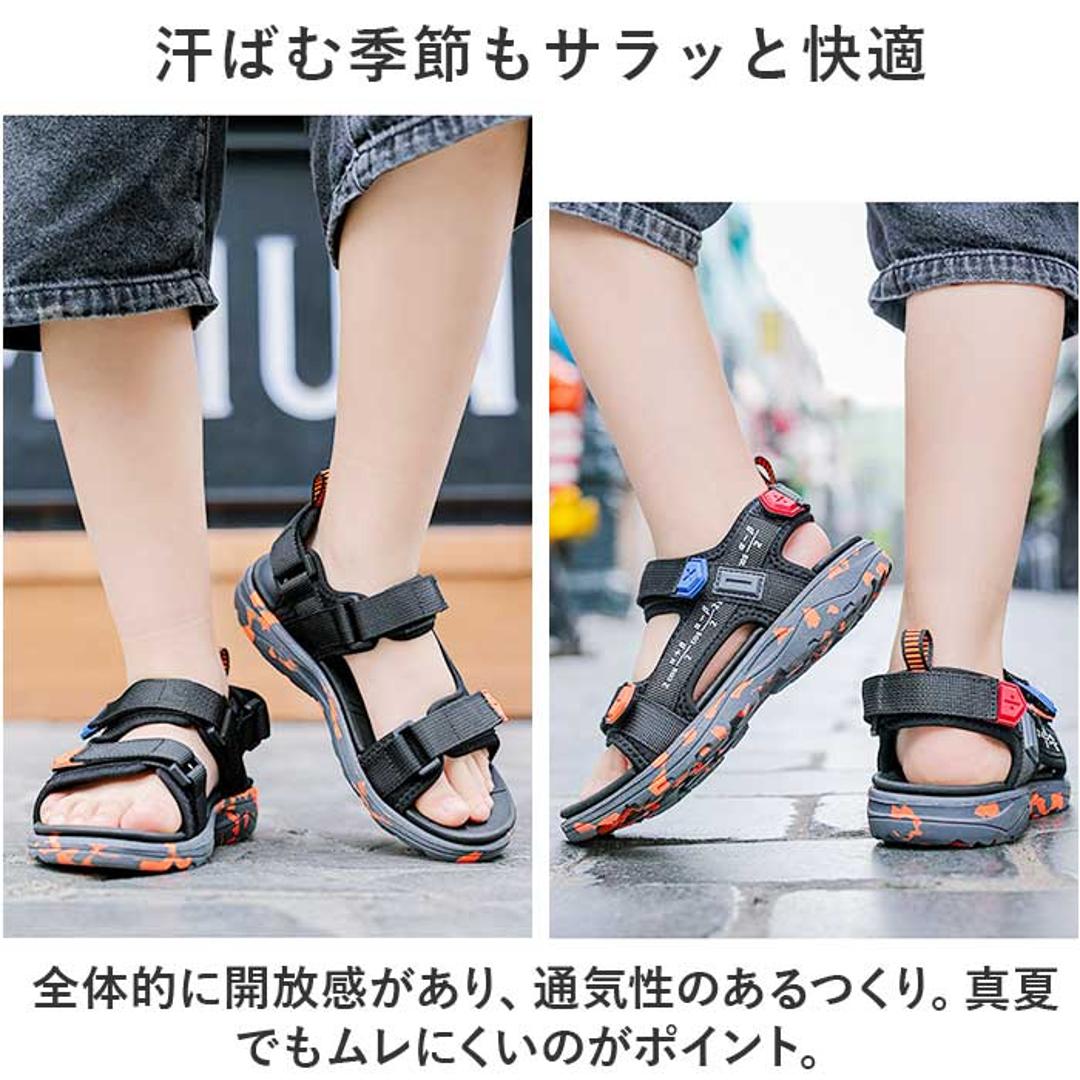 キッズ サンダル 男の子 通販 スポーツサンダル キッズサンダル シューズ 靴 くつ クツ スポサン 履きやすい おしゃれ 子供 子ども こども 子供用 男子 男児 子供靴 子供くつ ボーイズ 小学生 アウトドア 川遊び 水遊び 歩きやすい 夏 サマー ブラック×ブルー 【即日発送】28(17.5cm)
