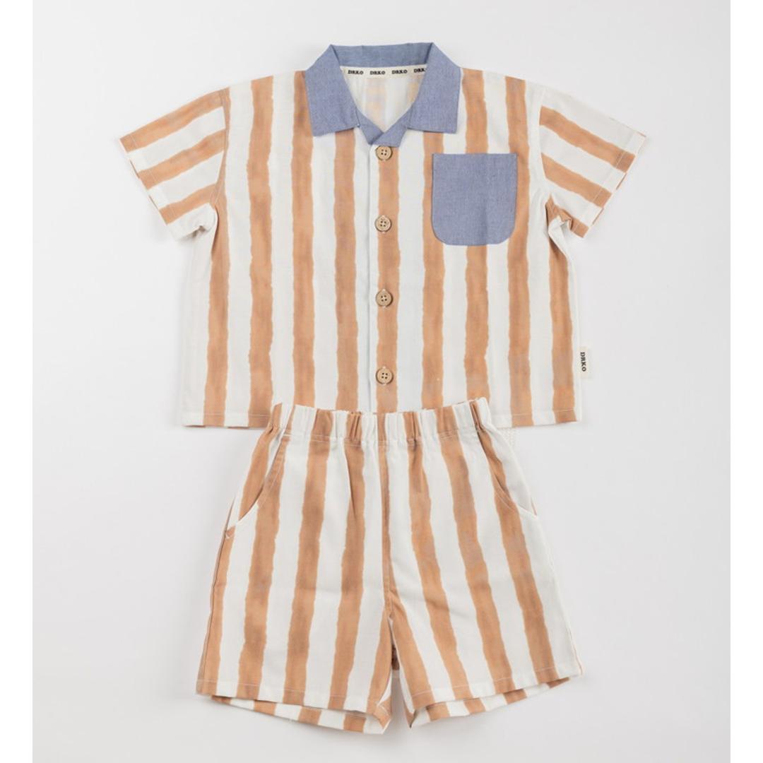 半袖 襟付き シャツ キッズ 通販 半袖シャツ 前開きシャツ ストライプシャツ 前開き 子供 おしゃれ かわいい 男の子 羽織り カジュアル 可愛い オシャレ ボーイズ 子供服 子ども服 ベビー服 Aenak アエナック 31238 キッズファッション ブラウン 80cm