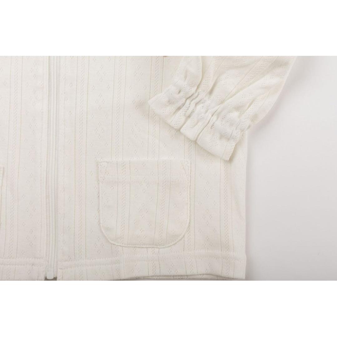 夏 薄手 パーカー キッズ 綿100 通販 ジップアップパーカー 前開き 綿100% コットン100 子供 パターンメッシュ かわいい おしゃれ 女の子 可愛い ガールズ 子供服 子ども服 ベビー服 Aenak アエナック 31240 キッズファッション ホワイト 80cm