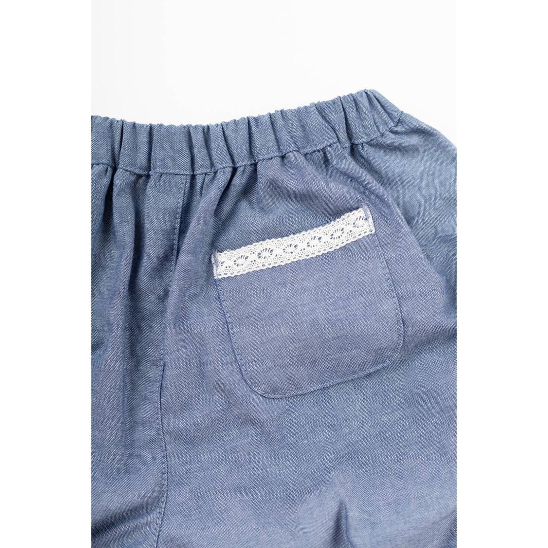 ショートパンツ キッズ 女の子 通販 ハーフパンツ 短パン バルーンパンツ リボン レース りぼん 後ろポケット ダンガリー かわいい おしゃれ 可愛い ガールズ 子供服 子ども服 ベビー服 Aenak アエナック 31252 キッズファッション ダンガリー 80cm