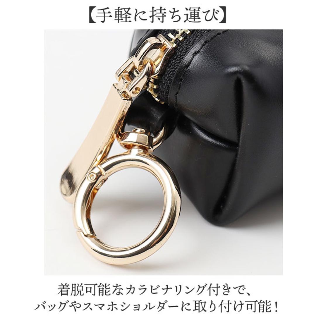Rename ポーチ 小さめ 通販 リネーム RPL24030 小物ポーチ 革 小物入れ ミニポーチ リップポーチ アクセサリーポーチ コインケース 小銭入れ レディース メンズ 可愛い おしゃれ レザー 本革 シンプル カラビナ付き レディースバッグ ブラック ・
