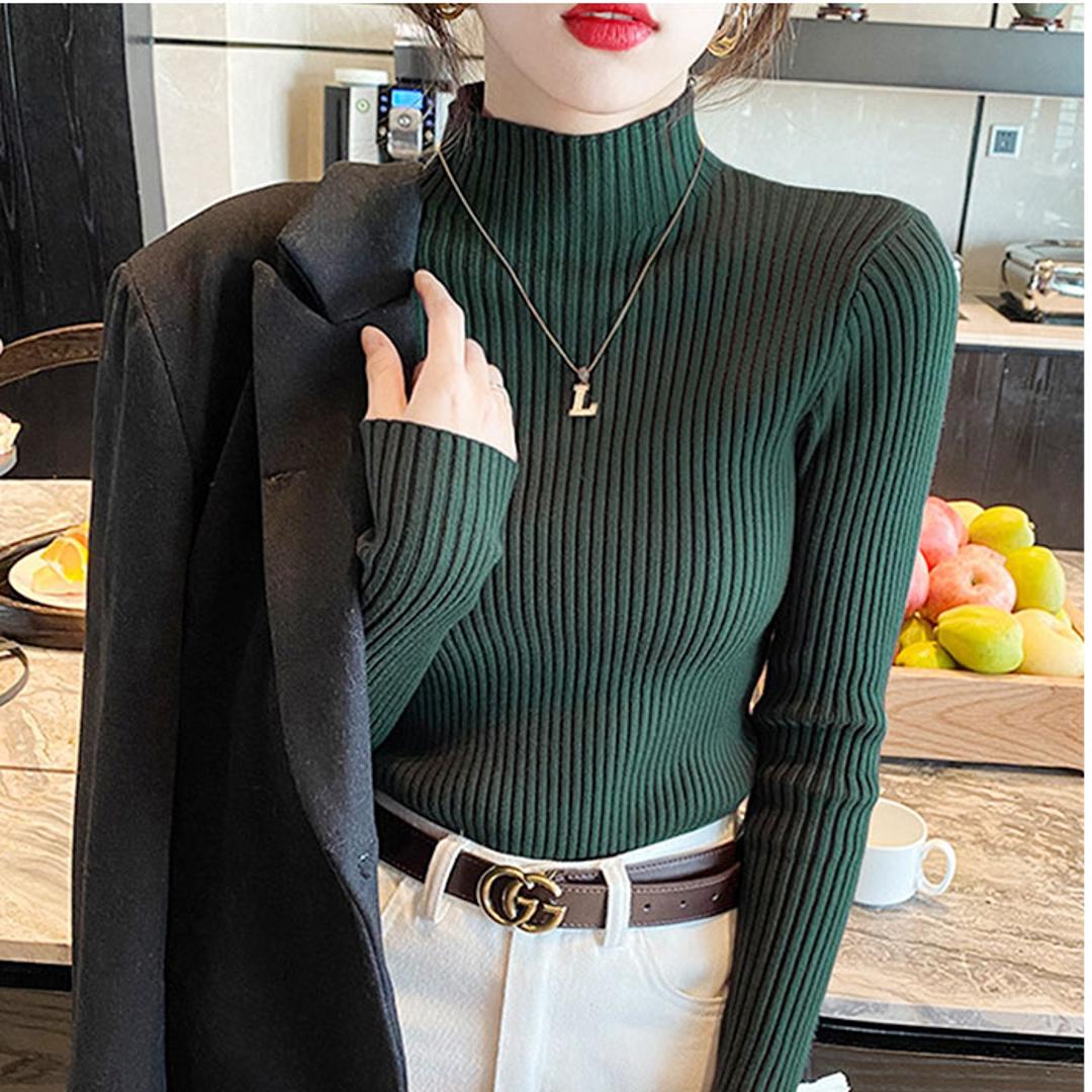 ニット トップス 冬 通販 リブニット ハイネック セーター 長袖 ハイネックニット ハイネックセーター インナーニット レディース きれいめ 秋冬 秋 大人 かわいい おしゃれ 可愛い 女性 nit-041 ダイヤモンドハーツ Diamond Hearts ブラック ・