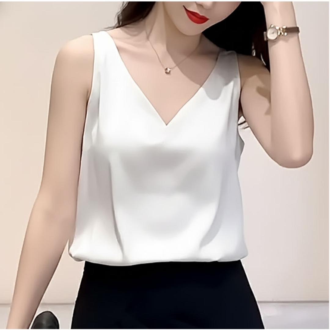 キャミソール カップなし 通販 キャミタンク サテンキャミ さらさら レディース トップス インナー 大人 かわいい きれいめ 上品 シンプル 無地 オフィスカジュアル おしゃれ 可愛い 女性 top-099 ダイヤモンドハーツ Diamond Hearts ホワイト Mサイズ