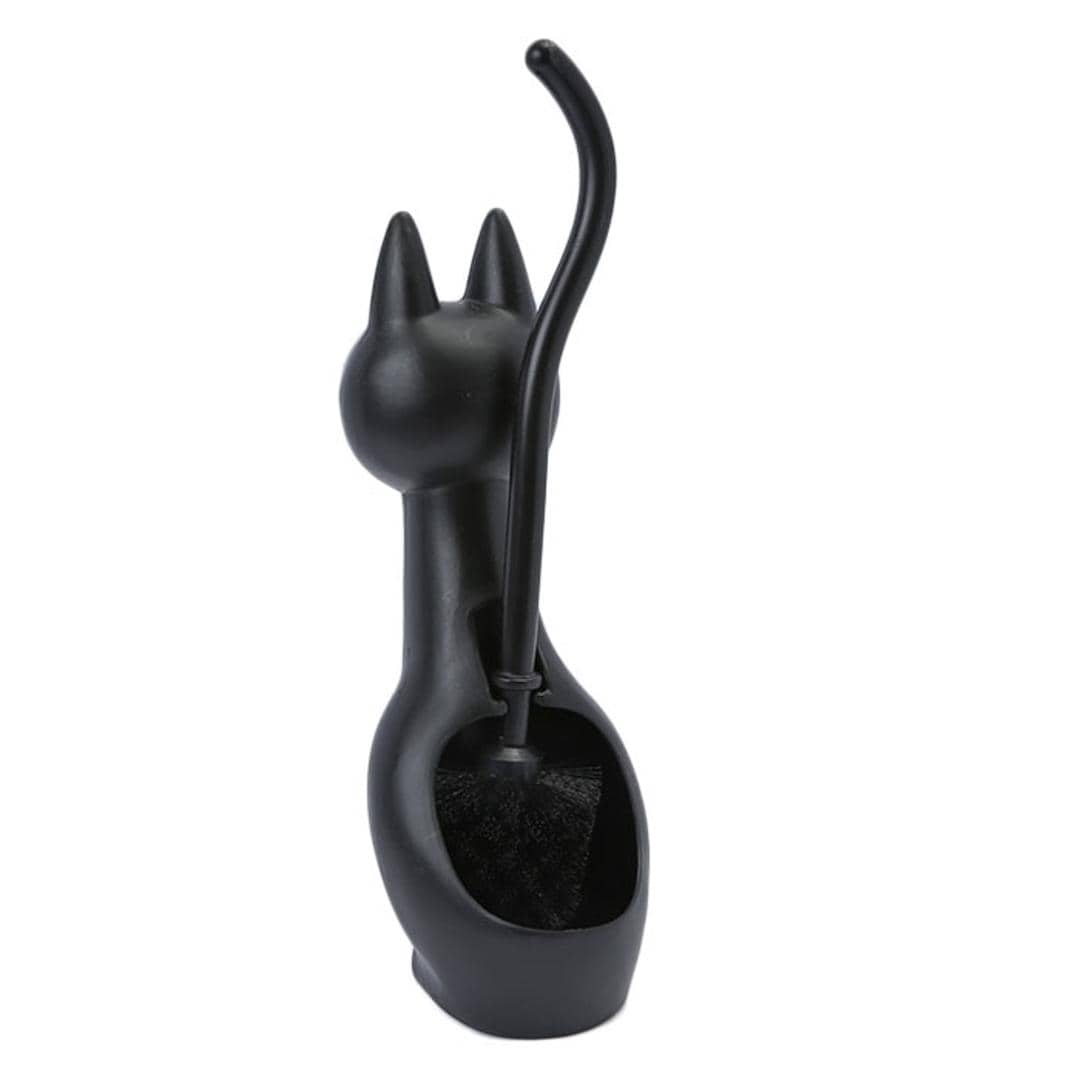 トイレブラシ かわいい 通販 おしゃれ コンパクト ポット セット 収納 トイレ掃除 ブラシ 猫グッズ 雑貨 ネコ ねこ ケースセット 掃除用品 猫雑貨 黒猫 ねこのしっぽの物語 ME3713.クロ ・