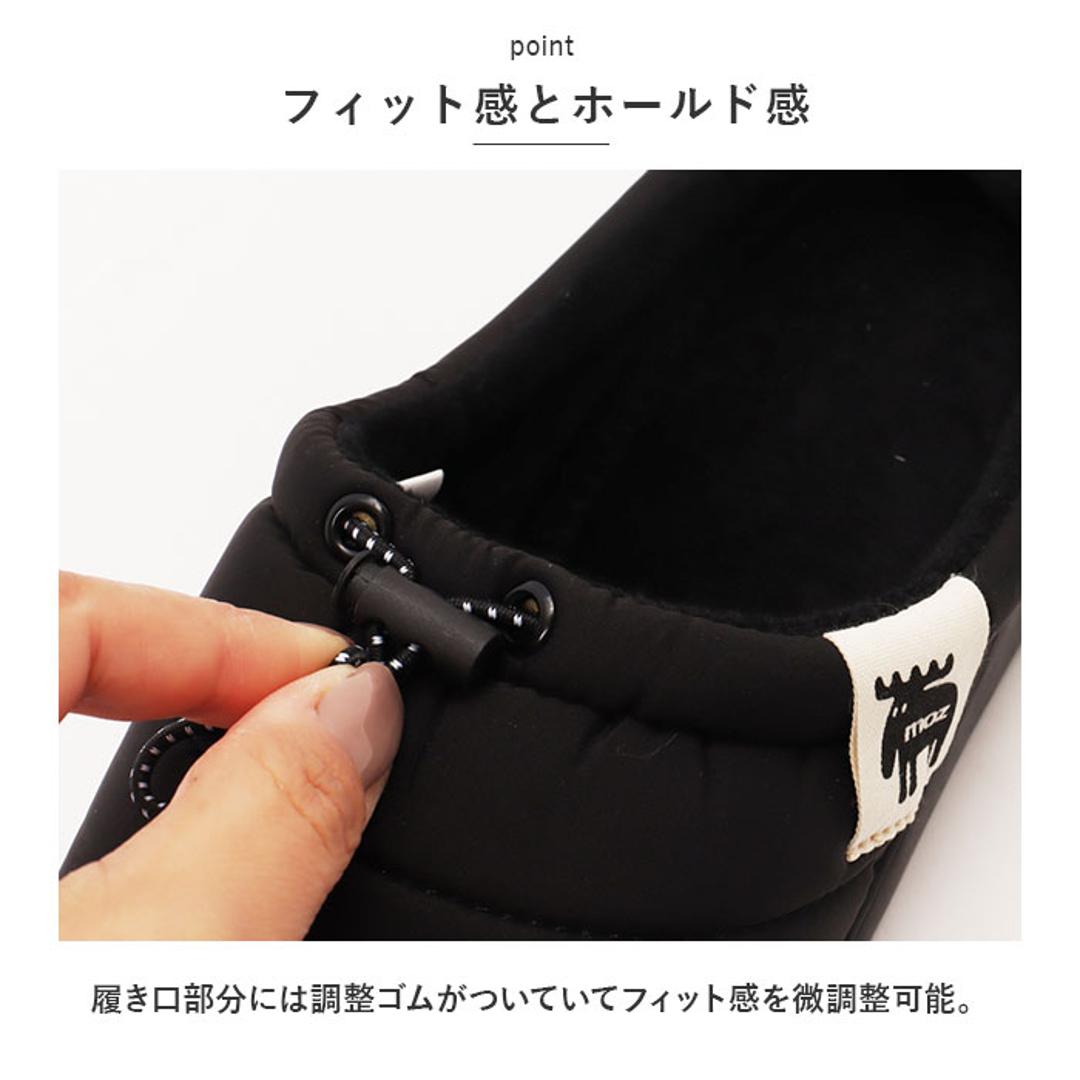 moz モックシューズ 通販 モズ シューズ スリッパ サンダル サボサンダル サボ スリッポン 秋 冬 暖かい キルティング 冬用サンダル 防寒 冬用 かわいい お出かけ 外履き アウトドア キャンプ らくちん 軽量 レディース靴 ブラック 【即日発送】Mサイズ(23.5cm)