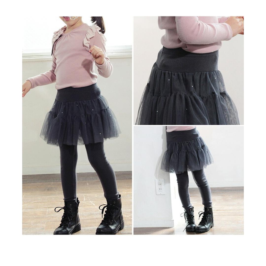 Rora スカート キッズ 女の子 通販 スカートパンツ 10001142 スカッツ レギンス付きスカート チュールスカート チュチュスカート ふんわり キラキラ フォーマル パーティー かわいい オシャレ 可愛い ボトムス 子ども服 子供服 キッズファッション ブラック 100cm