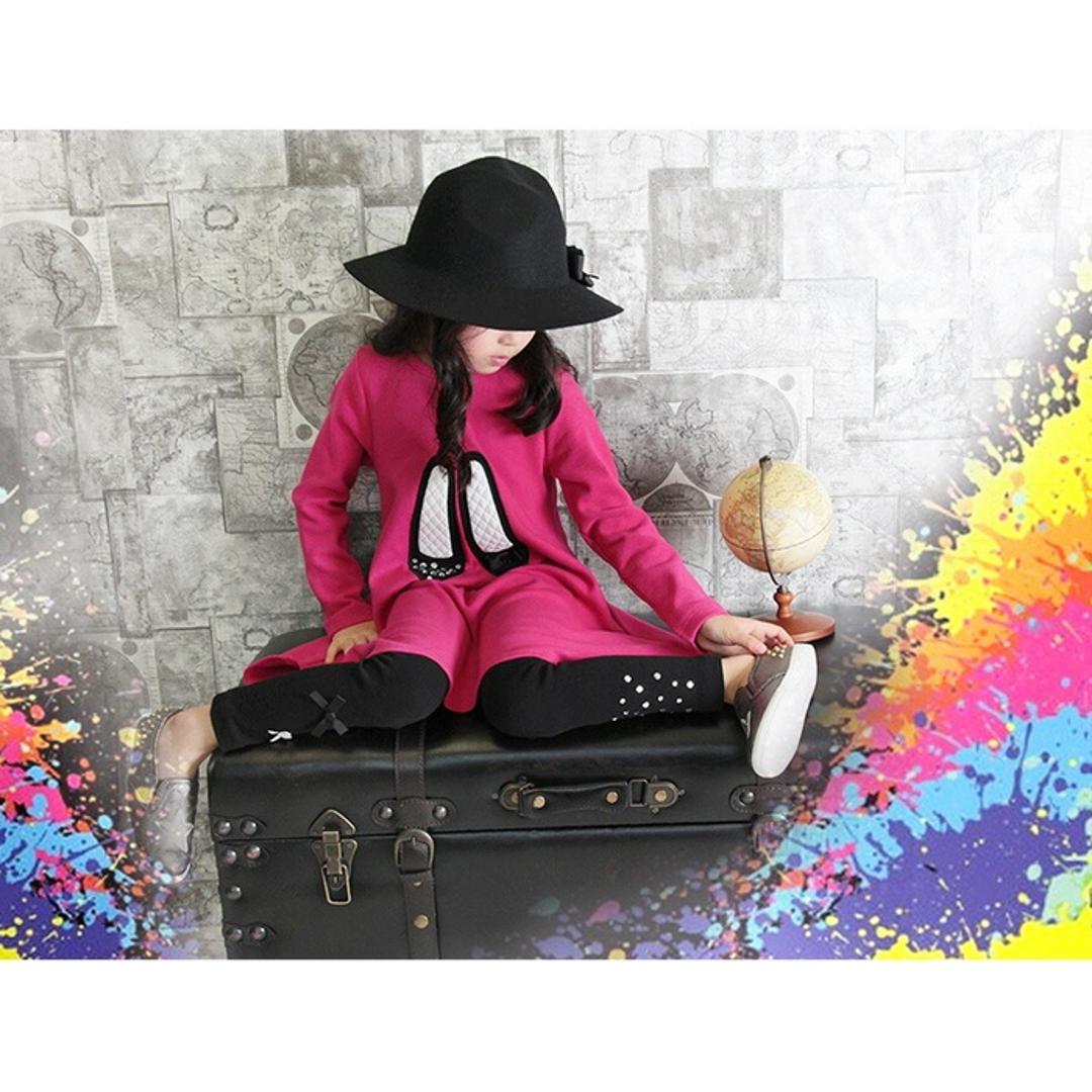 Rora 女の子 キッズ レギンス かわいい 通販 スパッツ 10002931 パンツ 秋 冬 春 10分丈 十分丈 黒 アシンメトリー リボン ストーン こども 小学生 女子 おしゃれ 可愛い オシャレ ボトムス レッグウェア 子ども服 子供服 キッズファッション BLACK 100cm