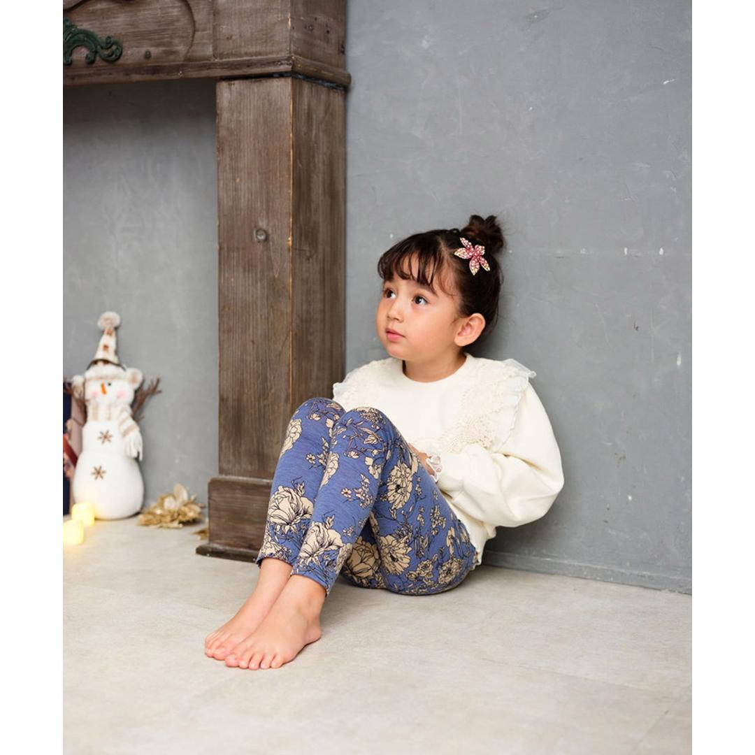 Rora 子供服 レギンス 通販 ロザミア スパッツ パンツ ズボン 花柄 女の子 女子 子供 こども 子ども 10分丈 十分丈 通園 通学 幼稚園 かわいい おしゃれ カジュアル 春 夏 秋 冬 動きやすい ボトムス 子ども服 レッグウェア キッズファッション 花柄.ブルー 110cm