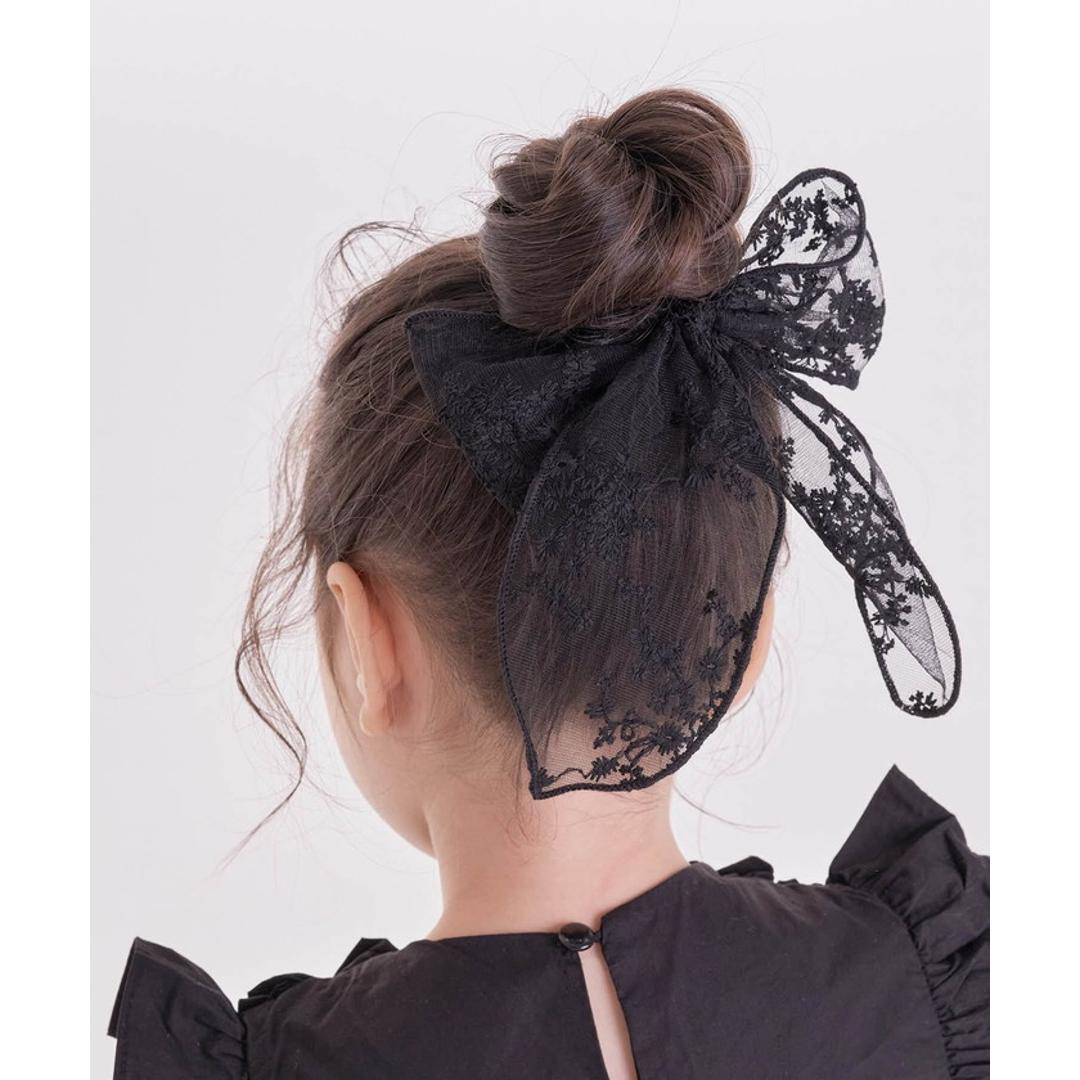 Rora キッズ ヘアゴム リボン 通販 レース 48182102 ケイティ総レース立体リボンヘアゴム 大きめ 女の子 大人っぽい 卒園式 入学式 結婚式 発表会 オシャレ 可愛い おしゃれ かわいい ヘアアレンジ ヘアーアクセサリー ヘアアクセサリー キッズファッション ブラック フリー