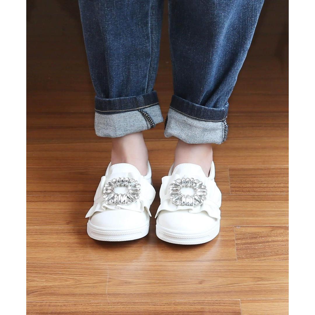 Rora キッズ スリッポン 女の子 通販 紐なしスニーカー 57062202 白 ホワイト ビジュー キラキラ 宝石 ワンポイント 通学 通園 かわいい おしゃれ 可愛い カジュアルシューズ 子供靴 靴 シューズ 子ども靴 キッズシューズ キッズファッション ホワイト 16cm