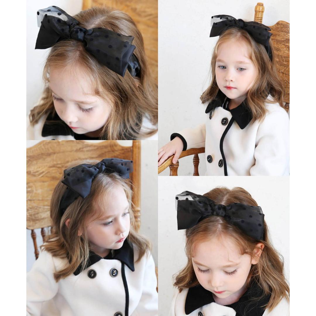 Rora カチューシャ キッズ 通販 かおり リボンカチューシャ ヘッドドレス 髪飾り リボン サテン オーガンジー 幅広 太め フォーマル 女の子 子供 子ども こども 結婚式 パーティー 大人っぽい 七五三 ハロウィン かわいい おしゃれ ヘアアクセサリー ブラック フリー