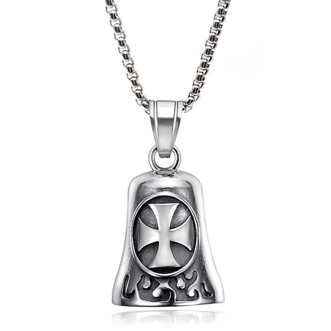 ネックレス ステンレス メンズ 通販 ロングネックレス メンズネックレス ペンダント ベルネックレス ステンレス製 バイカー ファッション アメカジ ラッキーベル ガーディアンベル アクセサリー カジュアル かっこいい 大人 お守り おしゃれ メンズアクセサリー No.1/クロス ・