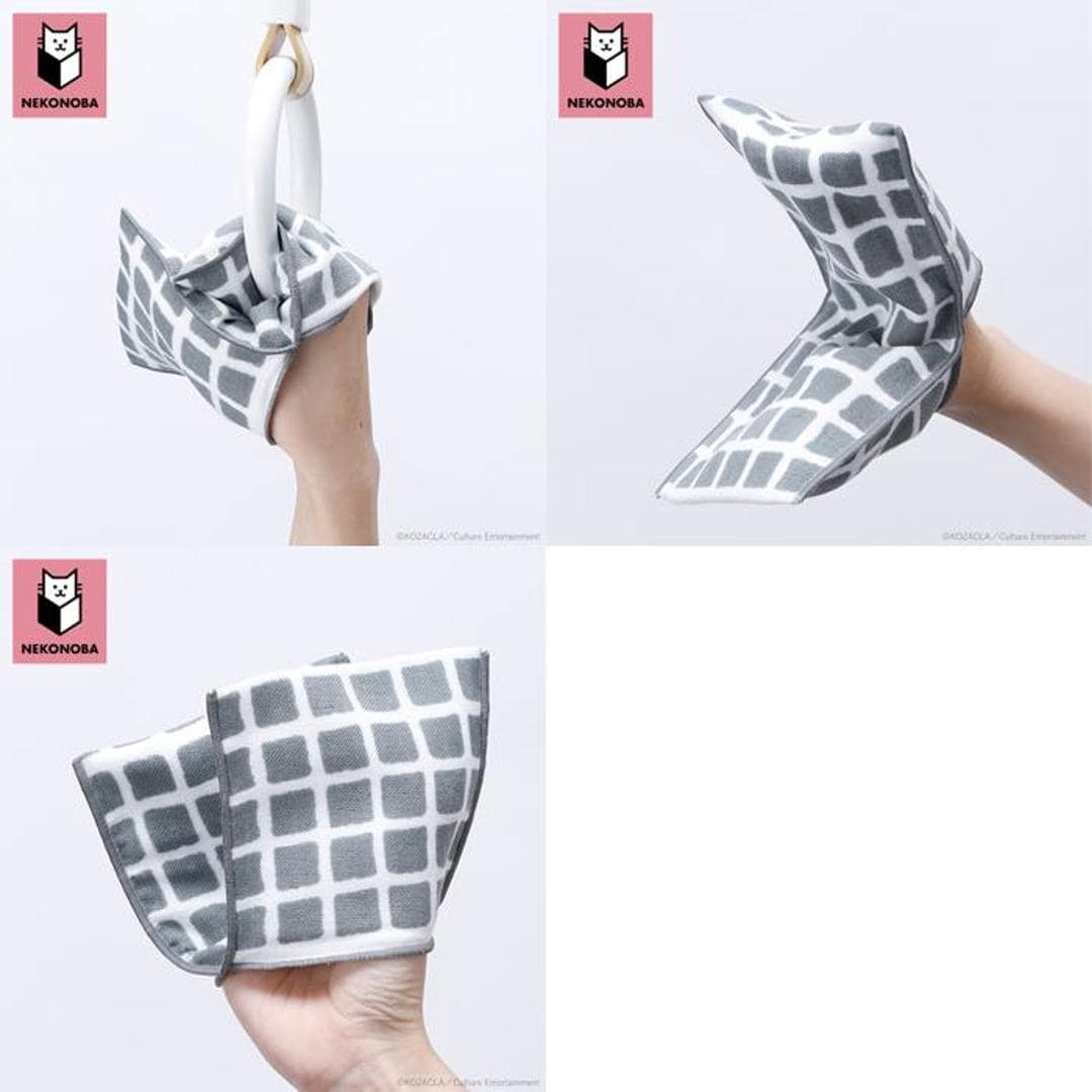 NEKONOBA グッズ 通販 ネコノバ ハンカチ ポケット付き ポーチタオル タオルハンカチ ハンドタオル ハンカチタオル キャラクター 可愛い 猫 ねこ ネコ 猫グッズ かわいい おしゃれ レディース メンズ 子ども 小学生 女の子 中学生 女子 ボーダー/ネイビーxピンク ・