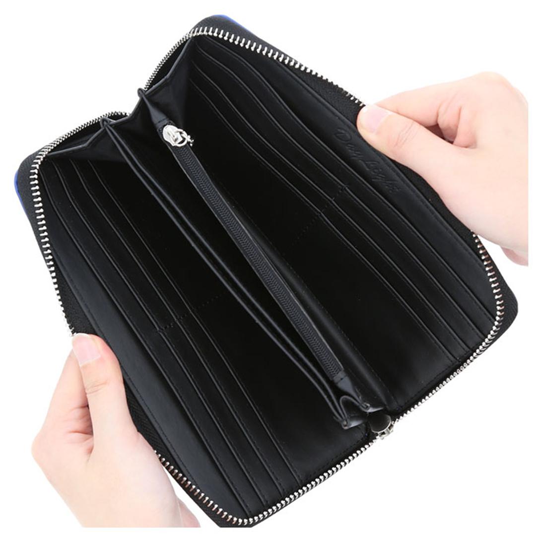 長財布 メンズ ラウンドファスナー 通販 長 財布 サイフ ブランド デイライト ロングウォレット おしゃれ ジュニア 中学生 高校生 男子 男の子 大容量 フェイク レザー 合皮 10代 20代 子供 入学祝い プレゼント ギフト ブラック ・