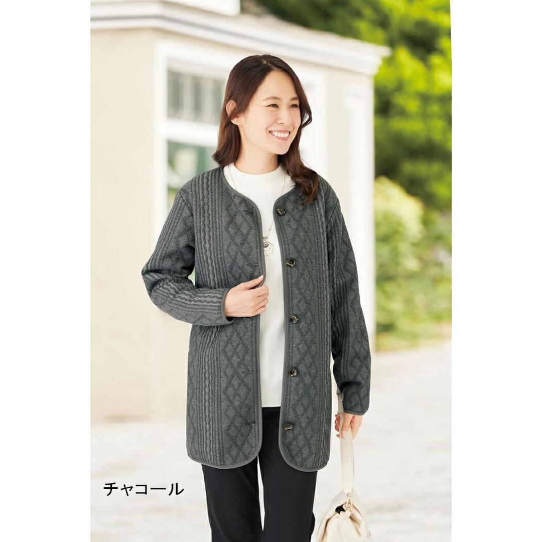 ジャケット レディース カジュアル 961503 通販 上着 羽織り 羽織 ロングジャケット レディースジャケット ロング丈 ロング 裏ボア ジャカード ストレッチ ポケット あったか ぬくぬく あたたかい シンプル ベーシック 女性用 アウター オートミール Mサイズ