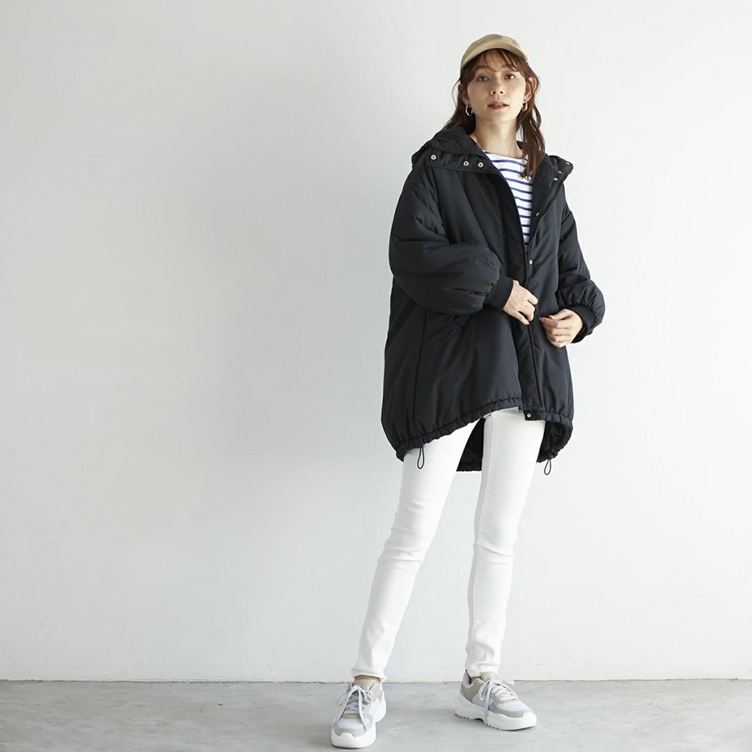 パーカーコート レディース 通販 パーカー コート ボリューム袖 アウター 中綿コート ミドル丈 ミディアム丈 ミドル丈中綿モンスターパーカー 秋 冬 秋冬 おしゃれ シンプル 女性 大人 かわいい カジュアル 通勤 通学 レディースファッション グレージュ Mサイズ