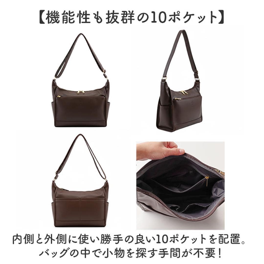 anello GRANDE アネログランデ ショルダーバッグ GTM1022 通販 ショルダーバック 斜めがけバッグ レディース メンズ 大人 サブバッグ 小さめ 通勤 おしゃれ きれいめ シンプル 10ポケット 合成皮革 NEO CABIN レディースバッグ BK.ブラック ・