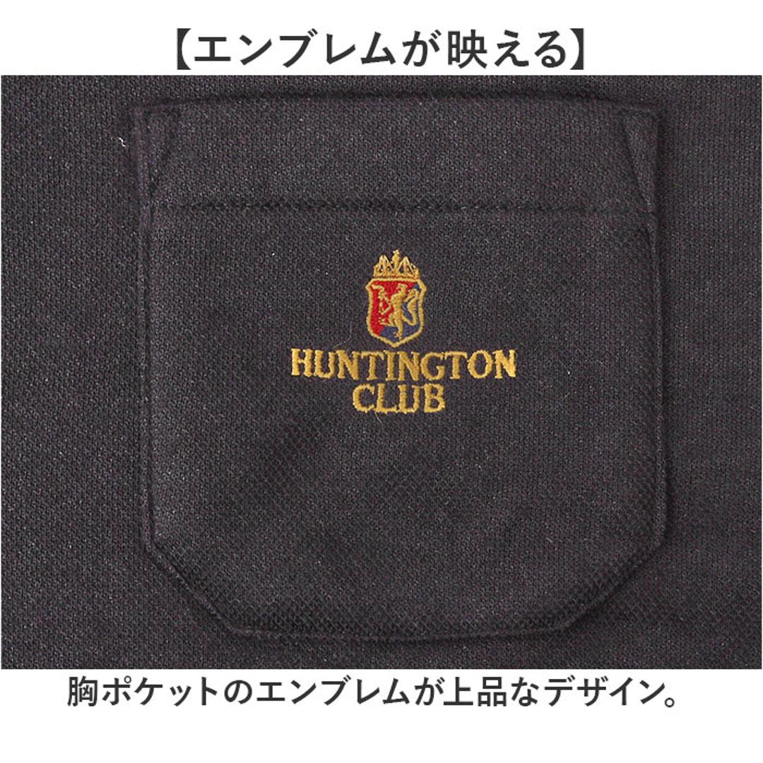 ポロシャツ 長袖 メンズ 通販 シャツ メンズシャツ トップス おしゃれ 長袖シャツ カジュアルシャツ カジュアル 長袖ポロシャツ 裏起毛 あたたかい あったか HUNTINGTON CLUB ハンティントンクラブ 胸ポケット付き シニア 紳士 オシャレ ブラック Mサイズ