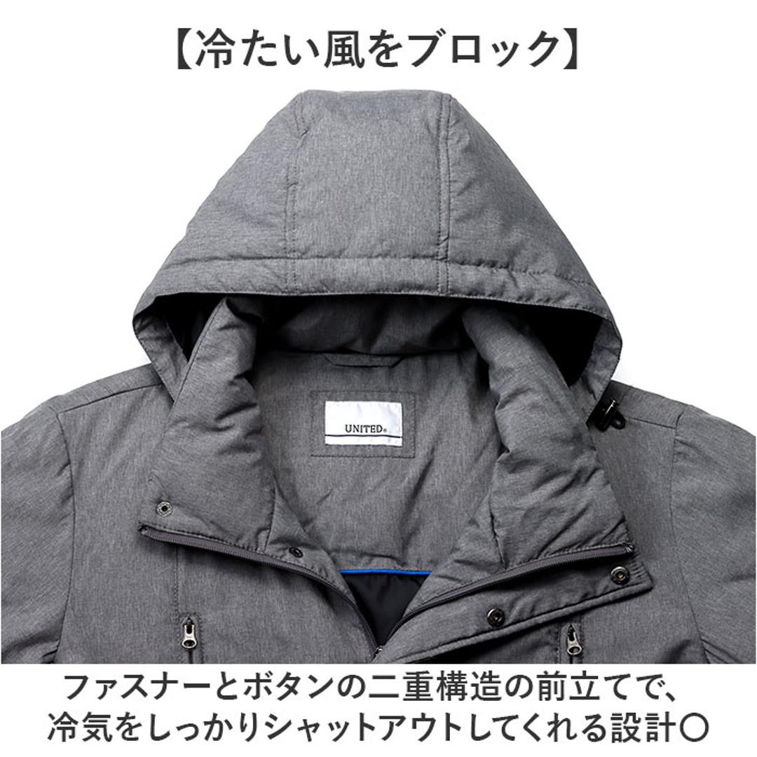 ダウンコート メンズ ロング 通販 ロングダウンコート ダウンジャケット ダウン コート フード付き ポケット あったか 暖か UNITED ユナイテッド 紳士 男性 アウター シンプル 無地 メンズジャケット プレゼント 贈り物 ギフト シニア 冬用 冬 02チャコール Mサイズ