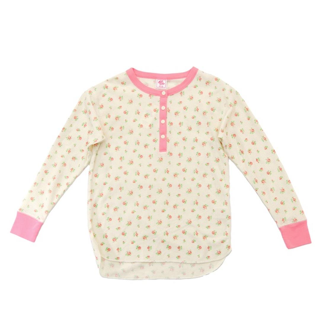 JEMORGAN サーマル レディース 通販 ジェーイーモーガン JE130-59S クレリック ヘンリーネック ワッフル ロンT Tシャツ 長袖Tシャツ カットソー 長袖 トップス ワッフル生地 パック入り おしゃれ シンプル レディースファッション ピンク(34) ・