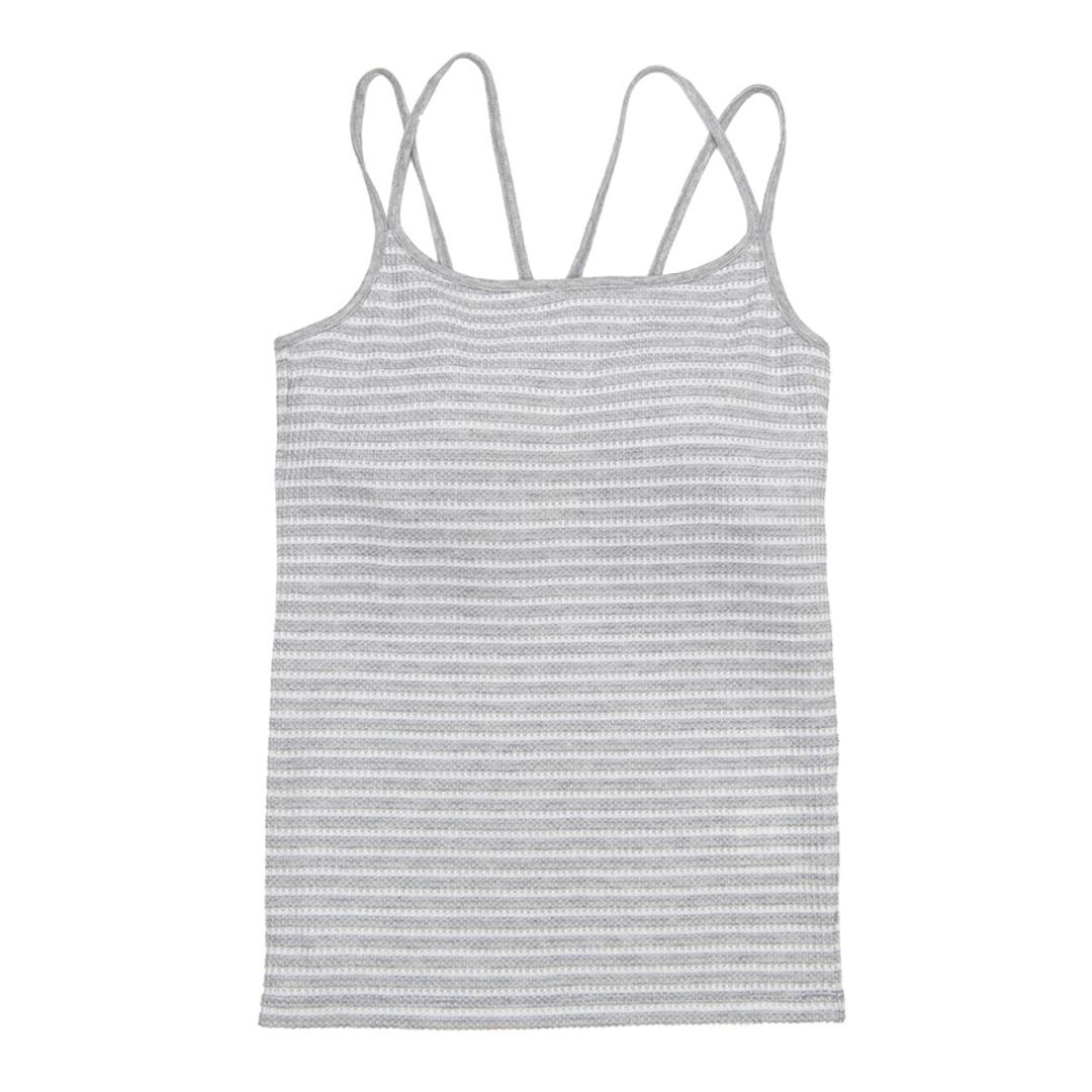 JEMORGAN サーマル レディース 通販 ジェーイーモーガン JE793-29S ボーダーブラキャミソール キャミソール ブラキャミソール キャミ ブラキャミ ワッフル インナー トップス 細ボーダー パック入り おしゃれ シンプル レディースファッション ナチュラル×杢チャコール(05) ・
