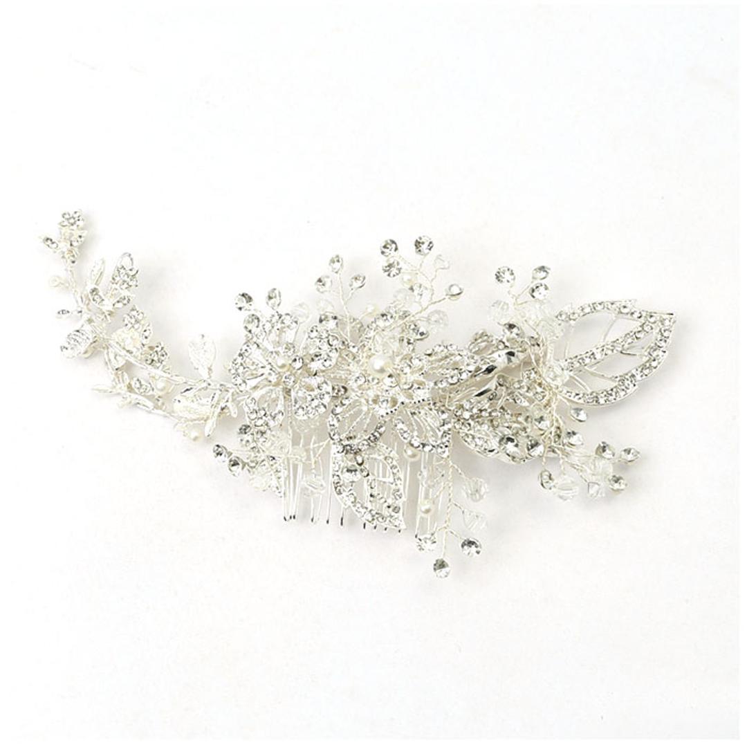 ヘッドドレス 小花 通販 ヘッドコサージュ 小枝アクセサリー 髪飾り ボンネ ビーズ パール 小枝 花 リーフ フラワー コーム ブライダル 結婚式 卒業式 成人式 発表会 パーティー ナチュラル アクセサリー ヘッドアクセ かわいい おしゃれ シルバー ・