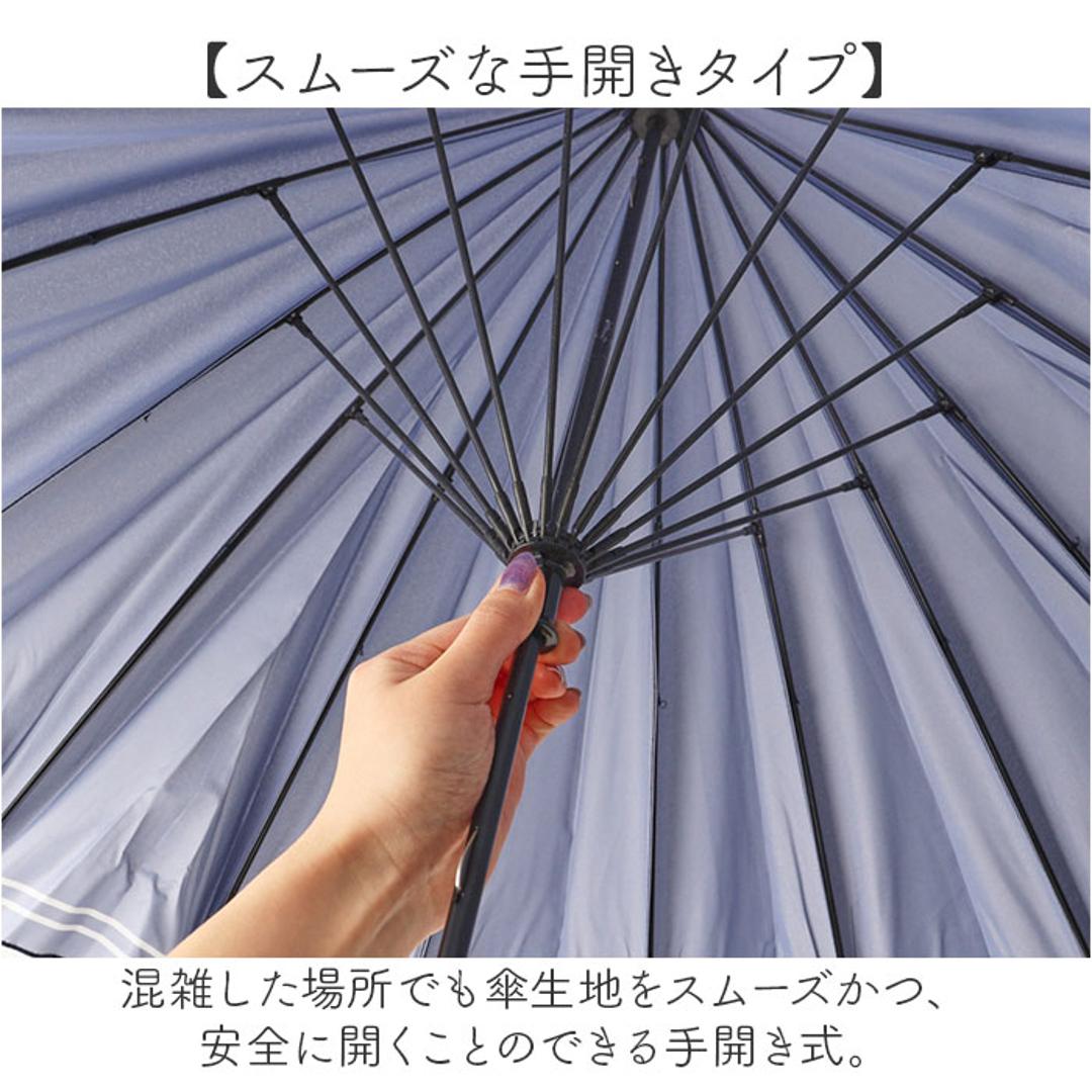 傘 16本骨 レディース おしゃれ 通販 耐風傘 55cm 手開き 長傘 耐風 かさ カサ 雨傘 レディース傘 可愛い 女性 大人 高校生 オシャレ かわいい シンプル 軽量 軽い 通勤 通学 Natural basic 雨具 女性用 レディース雨傘 ラインボーダー/パープル ・