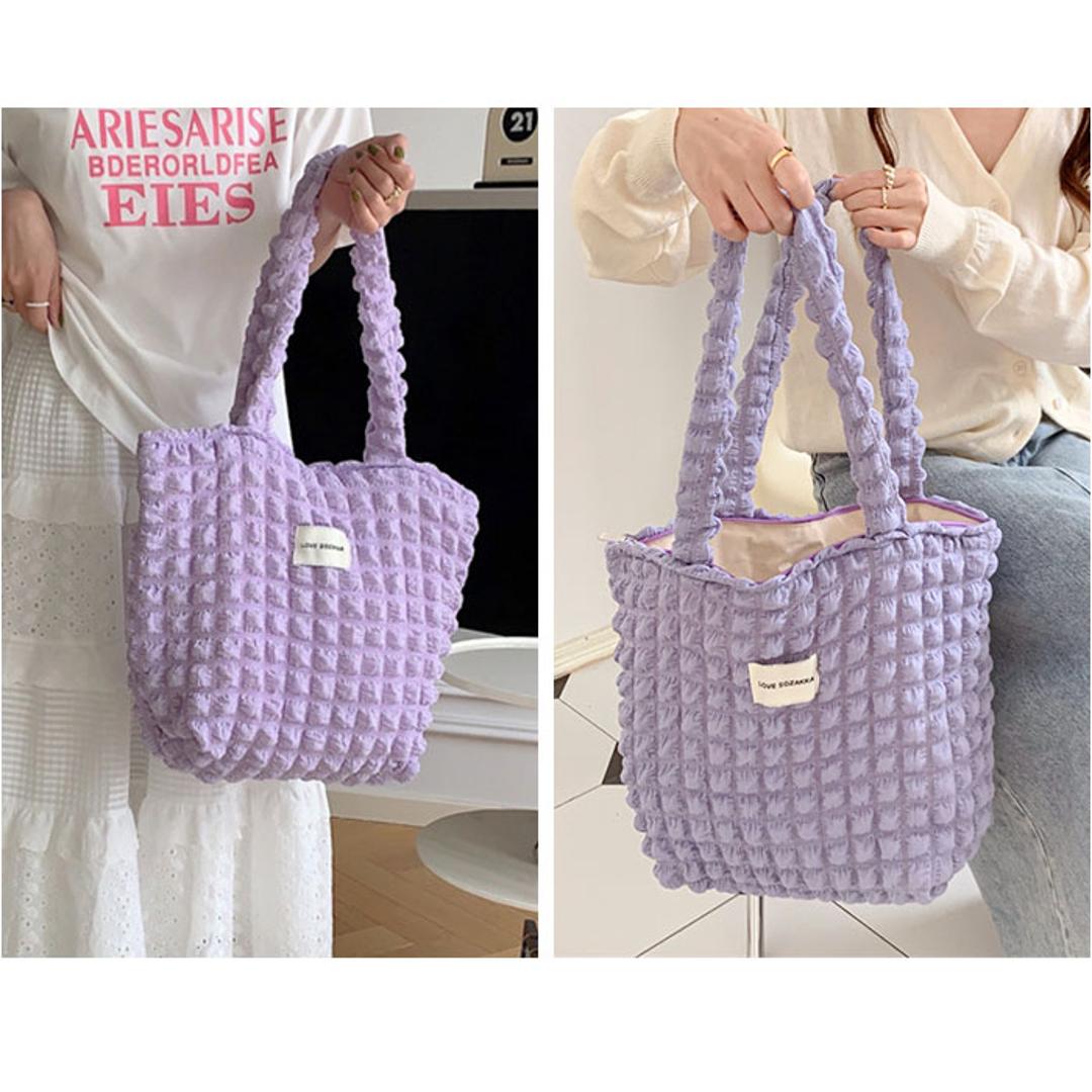 ポップコーンバッグ トートバッグ レディース 通販 ぽこぽこバッグ ポコポコバッグ ポコポコバック ぽこぽこバック ポップコーンバック エコバッグ エコバック 収納バッグ 手提げ トート 肩掛け 大きめ ポコポコ 軽量 キルティング ふわふわ 可愛い かわいい オフホワイト ・