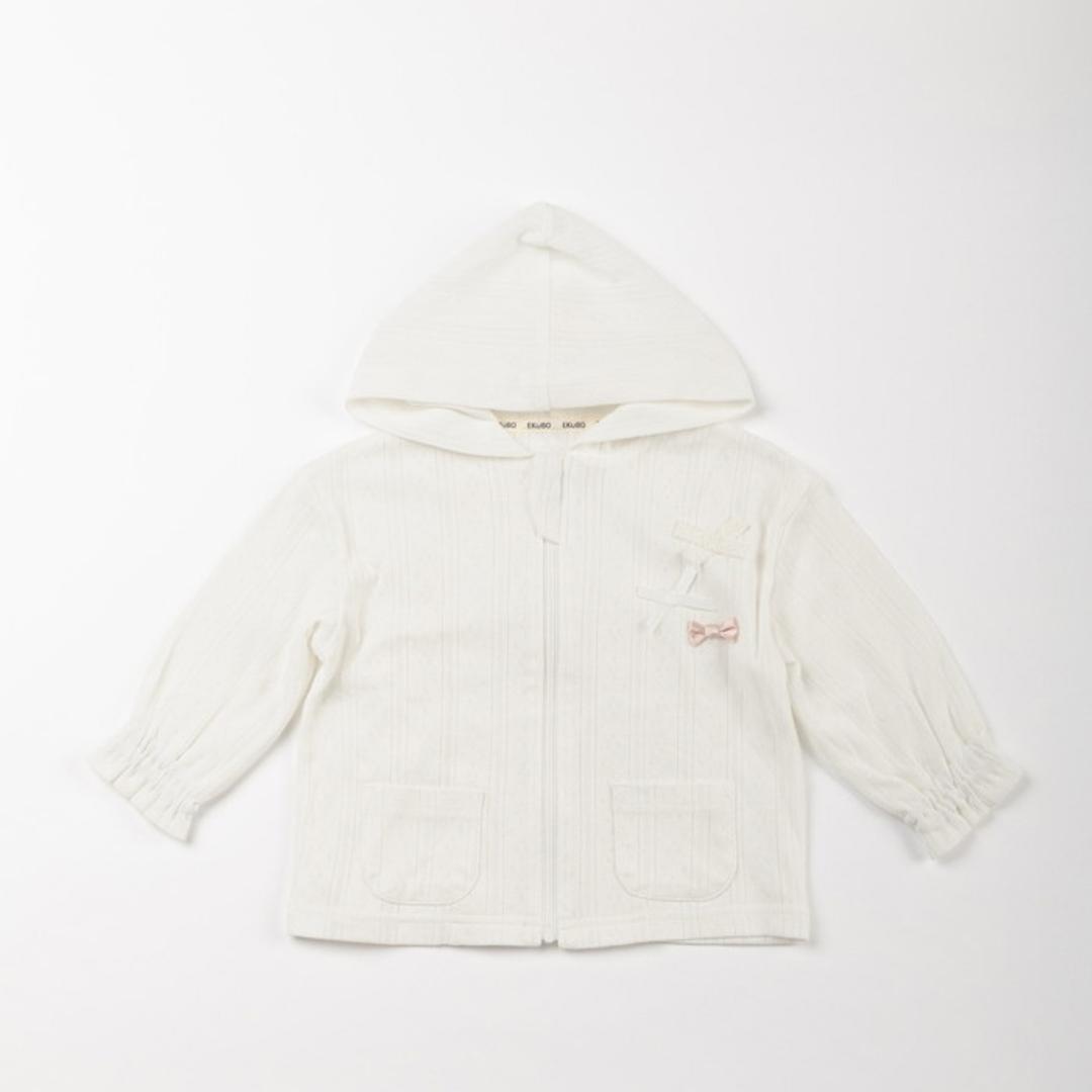 夏 薄手 パーカー キッズ 綿100 通販 ジップアップパーカー 前開き 綿100% コットン100 子供 パターンメッシュ かわいい おしゃれ 女の子 可愛い ガールズ 子供服 子ども服 ベビー服 Aenak アエナック 31240 キッズファッション ホワイト 80cm