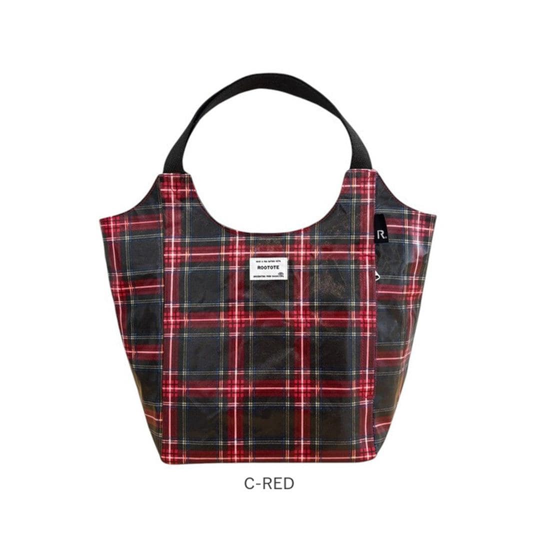 ルートート ラミネート ROOTOTE 3607 通販 トートバッグ トートバック 肩掛けバッグ マチありマチ広め レディース 大きめ A4 大容量 通勤 通学 軽量 軽い 撥水 チェック柄 シンプル おしゃれ 大人 かわいい ROUND レディースバッグ C-GREEN ・