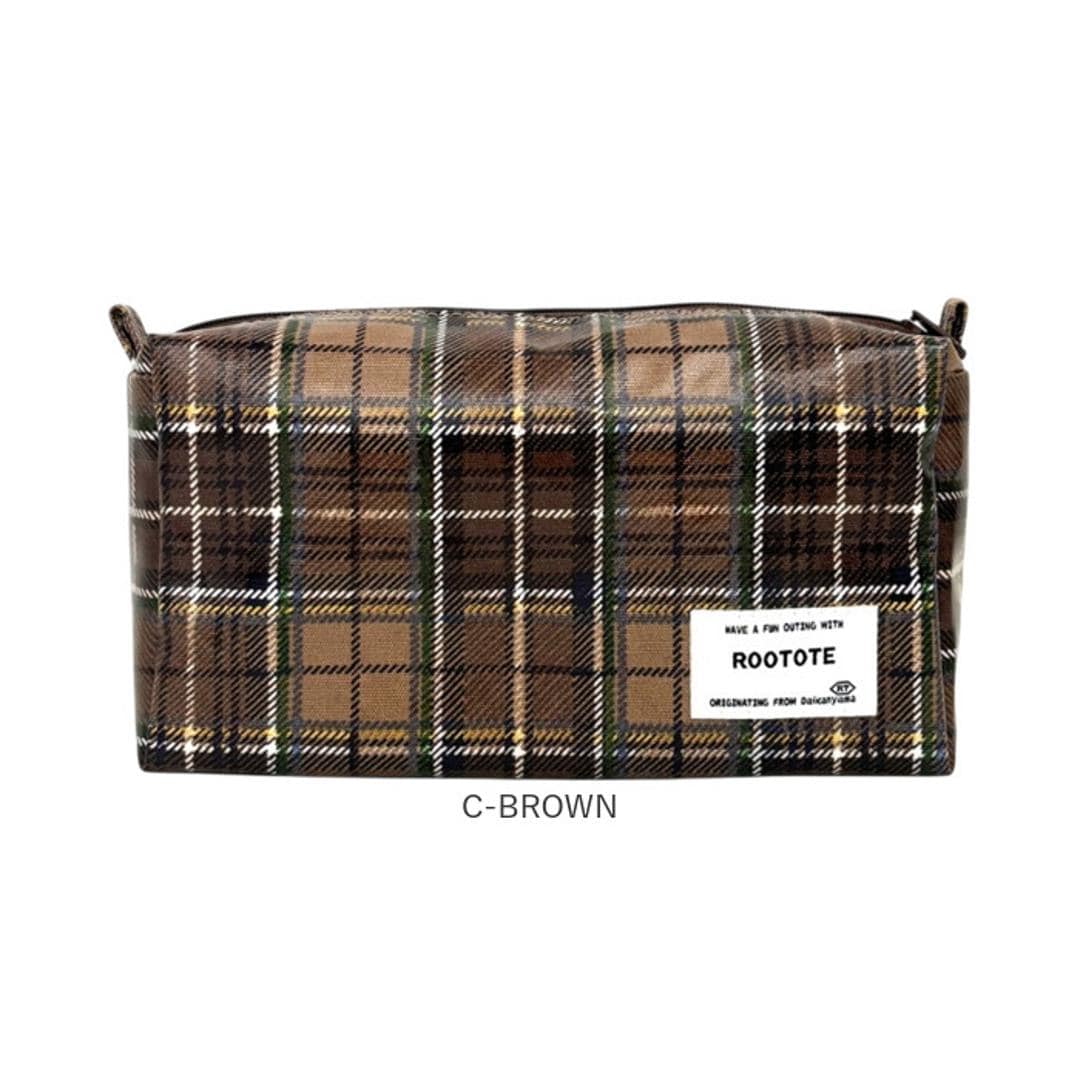 ルートート ラミネート ROOTOTE 3609 通販 ポーチ 化粧ポーチ 小物入れ メイクポーチ コスメポーチ ペンケース レディース 大人 かわいい おしゃれ チェック 撥水 軽量 軽い 旅行 シンプル オシャレ withRoo ウィズルー ウイズルー C-GREEN ・