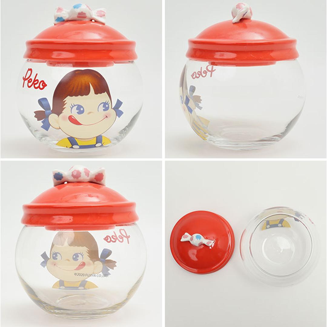 キャンディ ポット ガラス 通販 キャンディポット ガラスキャニスター キャニスター 小物入れ 保存容器 ガラス保存容器 ガラス容器 保存瓶 キャラクター おしゃれ かわいい ガラス製 食品保存容器 調味料ケース 調味料入れ キッチン用品 ペコちゃん ・
